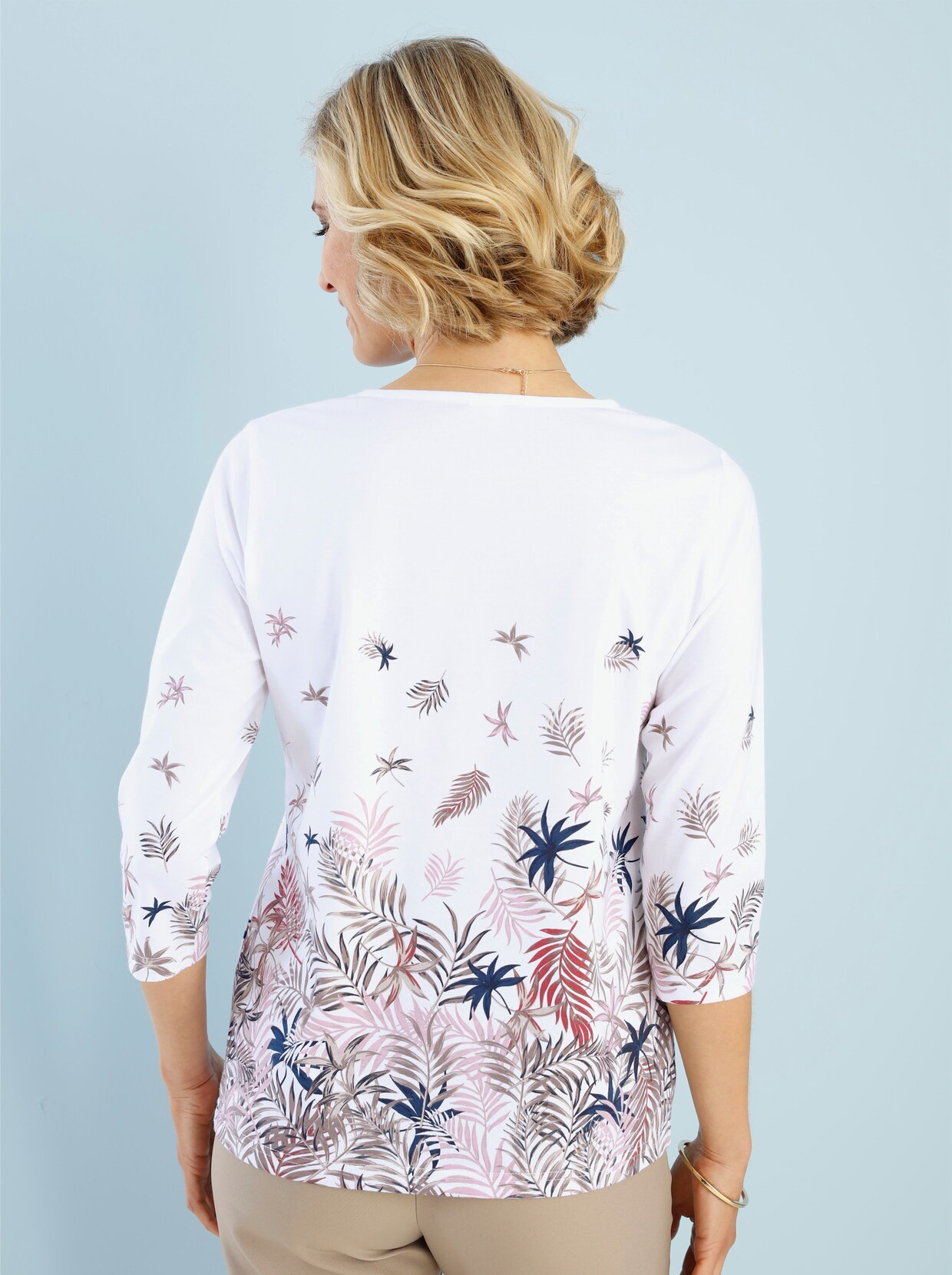 Shirt met 3/4-mouw - ecru geprint