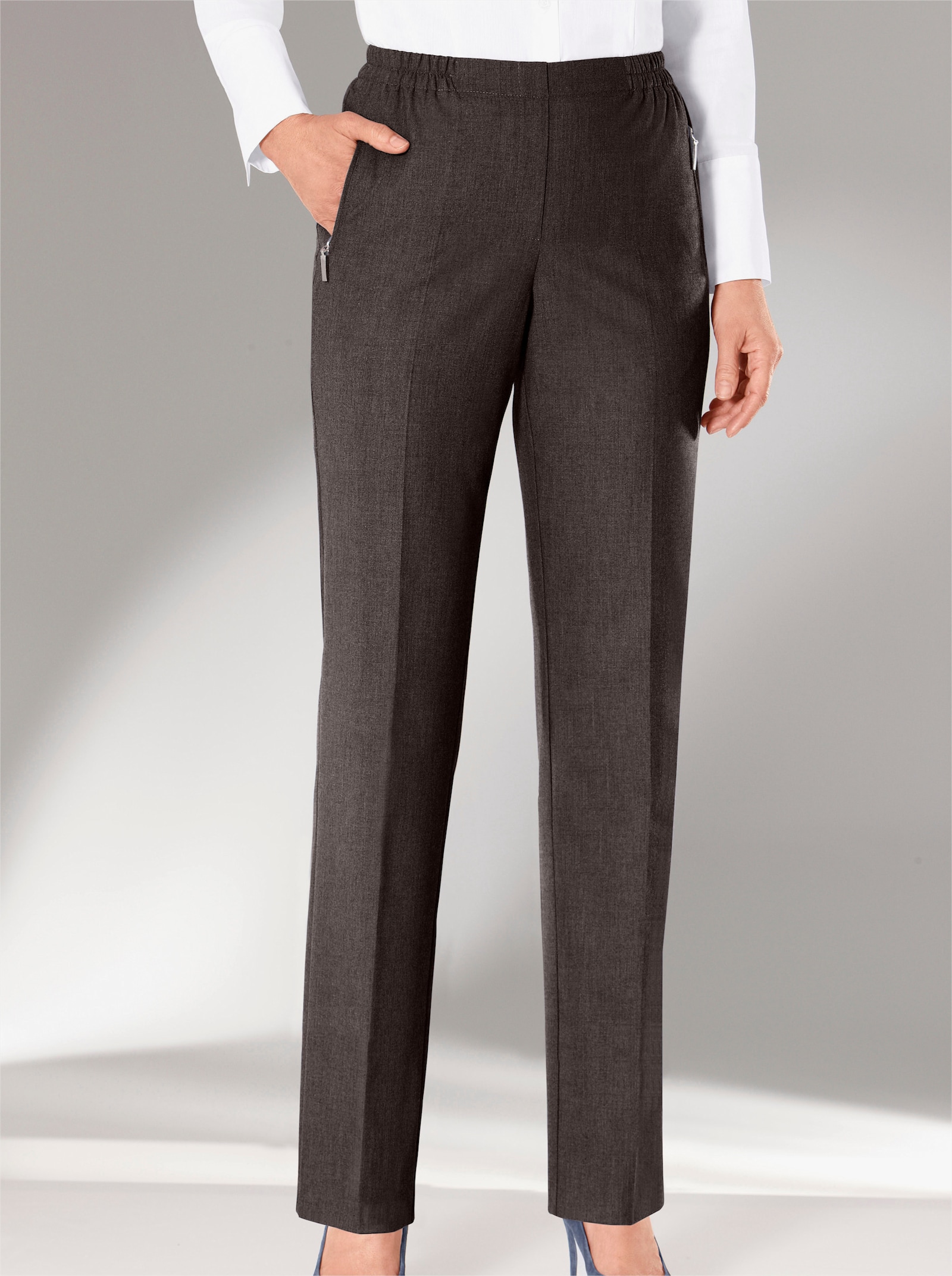 Adelina by Scheiter Hose in angerauter Winter-Qualität - mokka-meliert