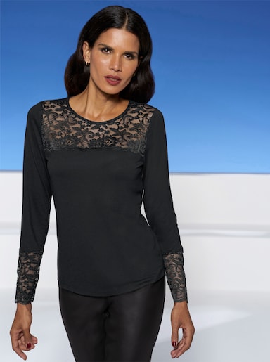 heine T-shirt en dentelle - noir