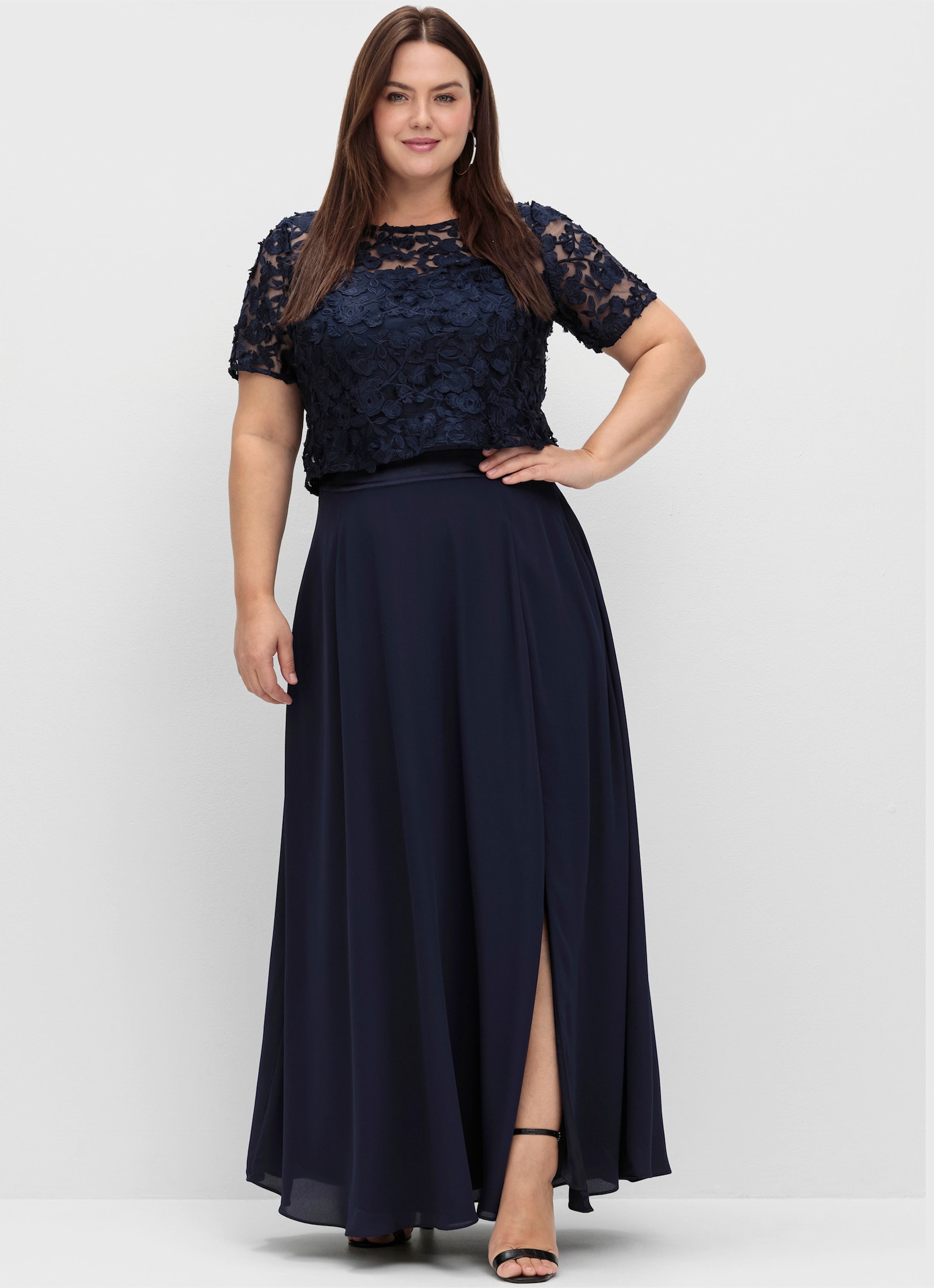 sheego A-Linien-Rock mit Seitenschlitz - marine