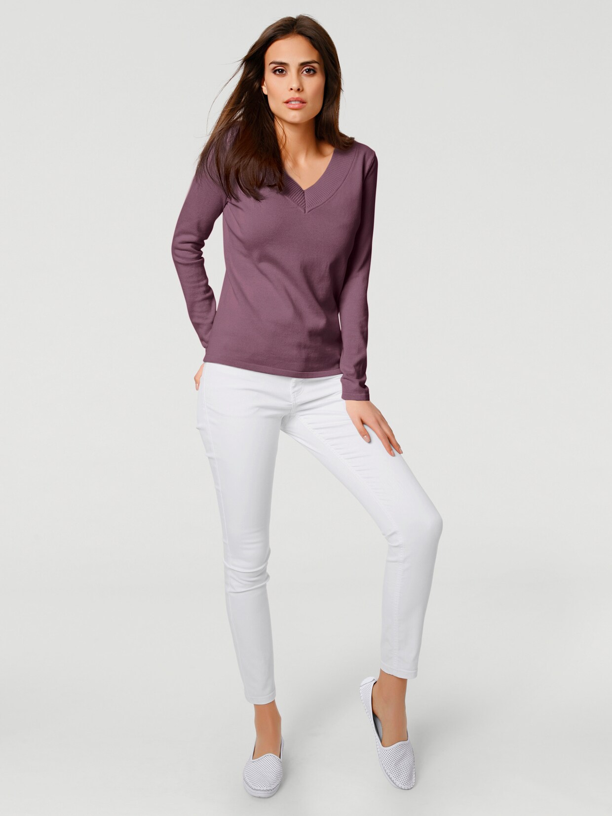 heine V-Pullover - mauve