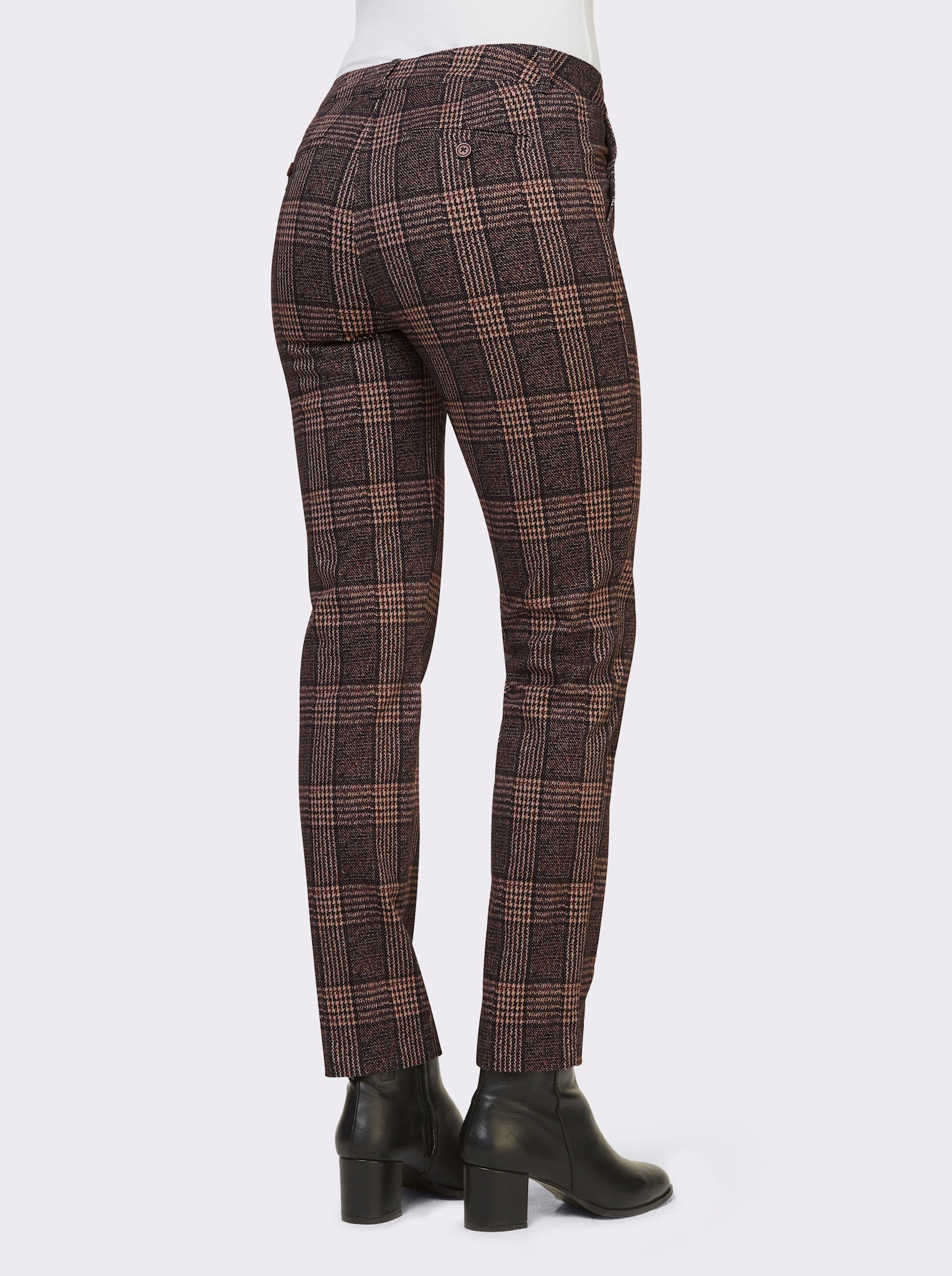 heine Karohose mit Elasthan-Anteil - braun-schwarz-kariert