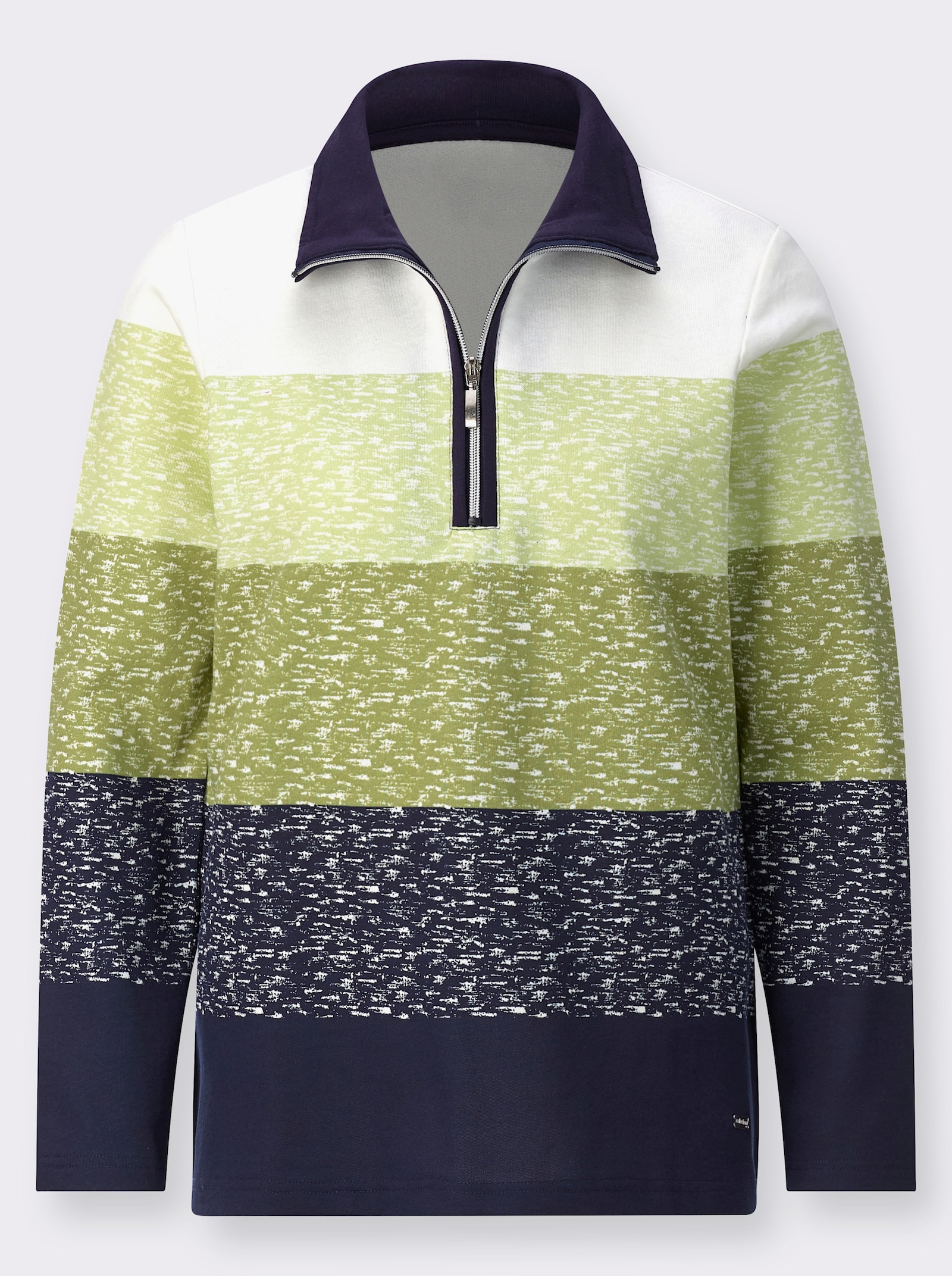 Sweatshirt mit Ringel-Druck - schilf-marine