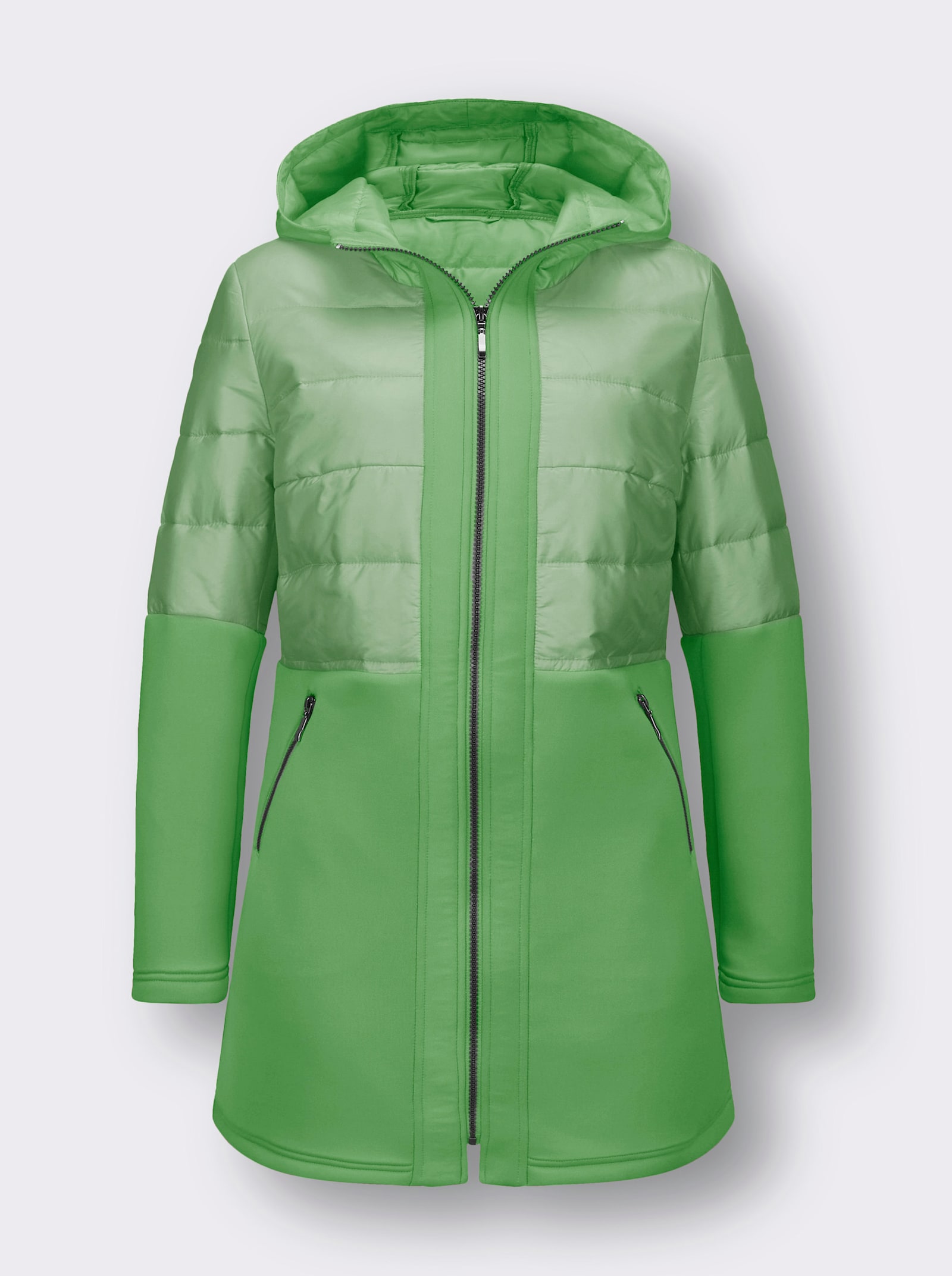 Steppjacke im Material-Mix - apfel