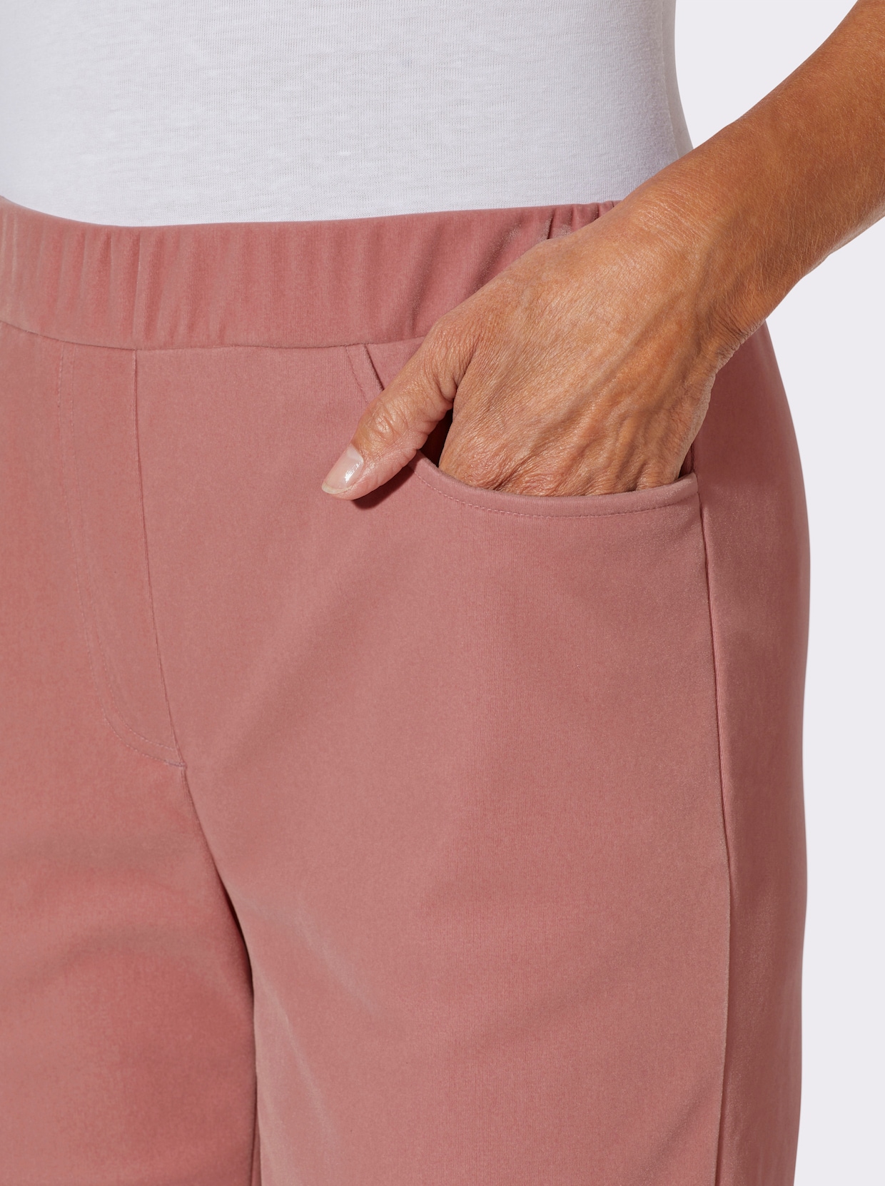 Samthose mit Rundum-Dehnbund - rosenholz
