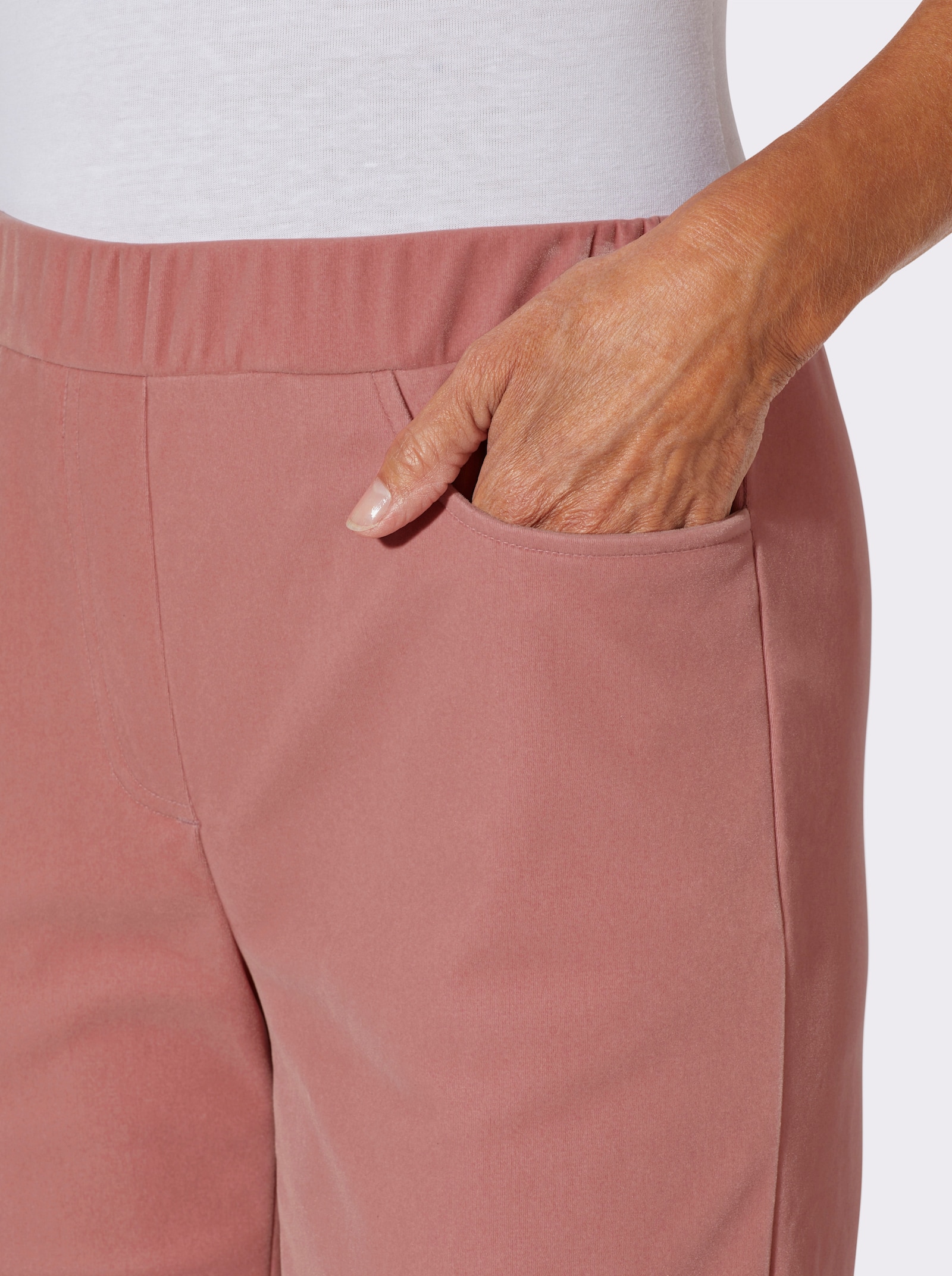 Samthose mit Rundum-Dehnbund - rosenholz
