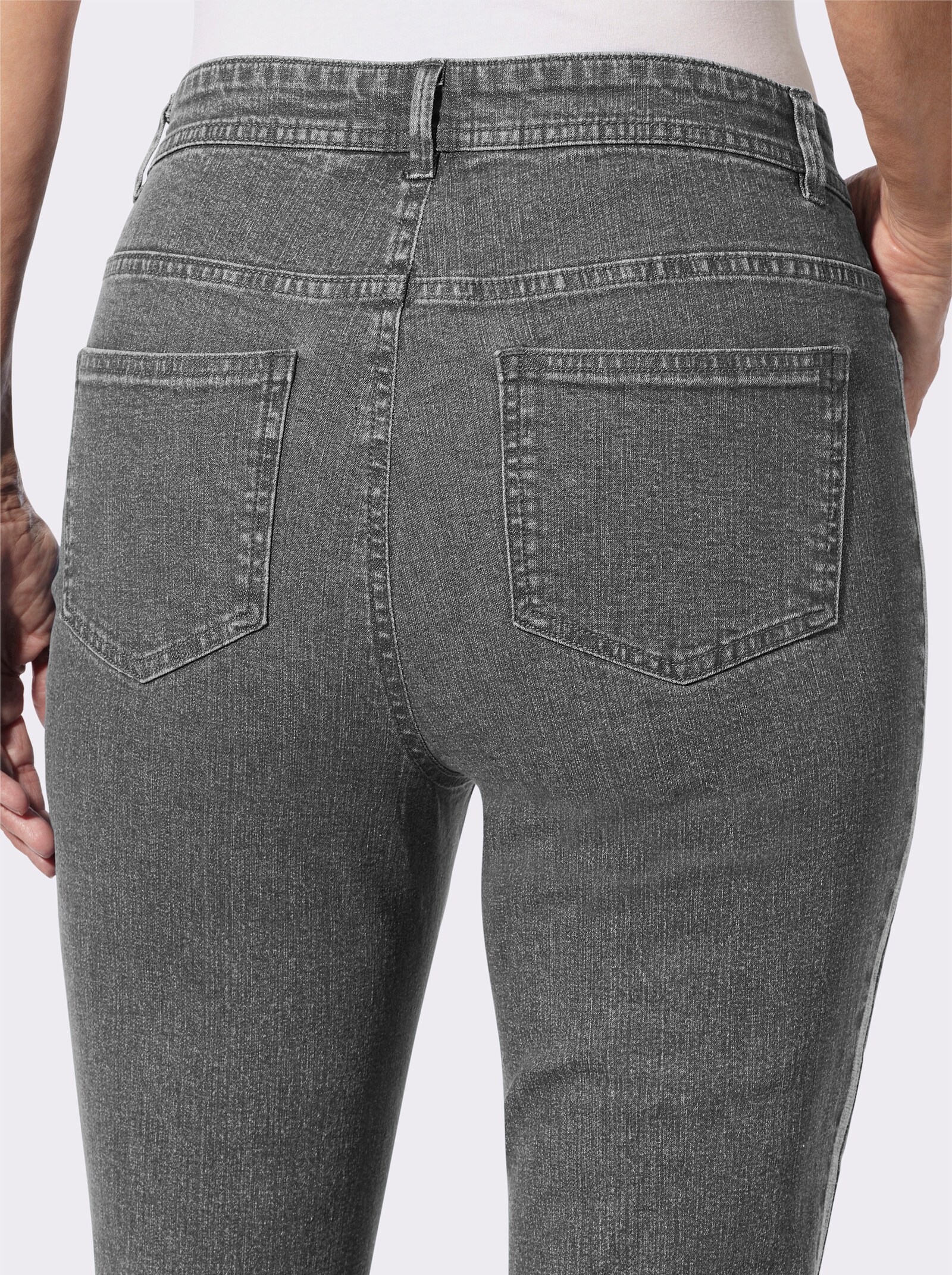 Gerade Jeans mit seitlichen Kontraststreifen - light grey-denim