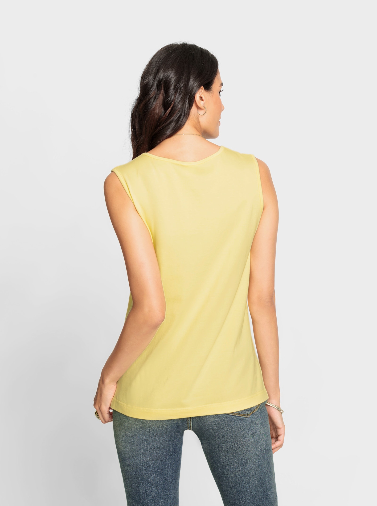 Shirttop mit Karree-Ausschnitt - zitrone