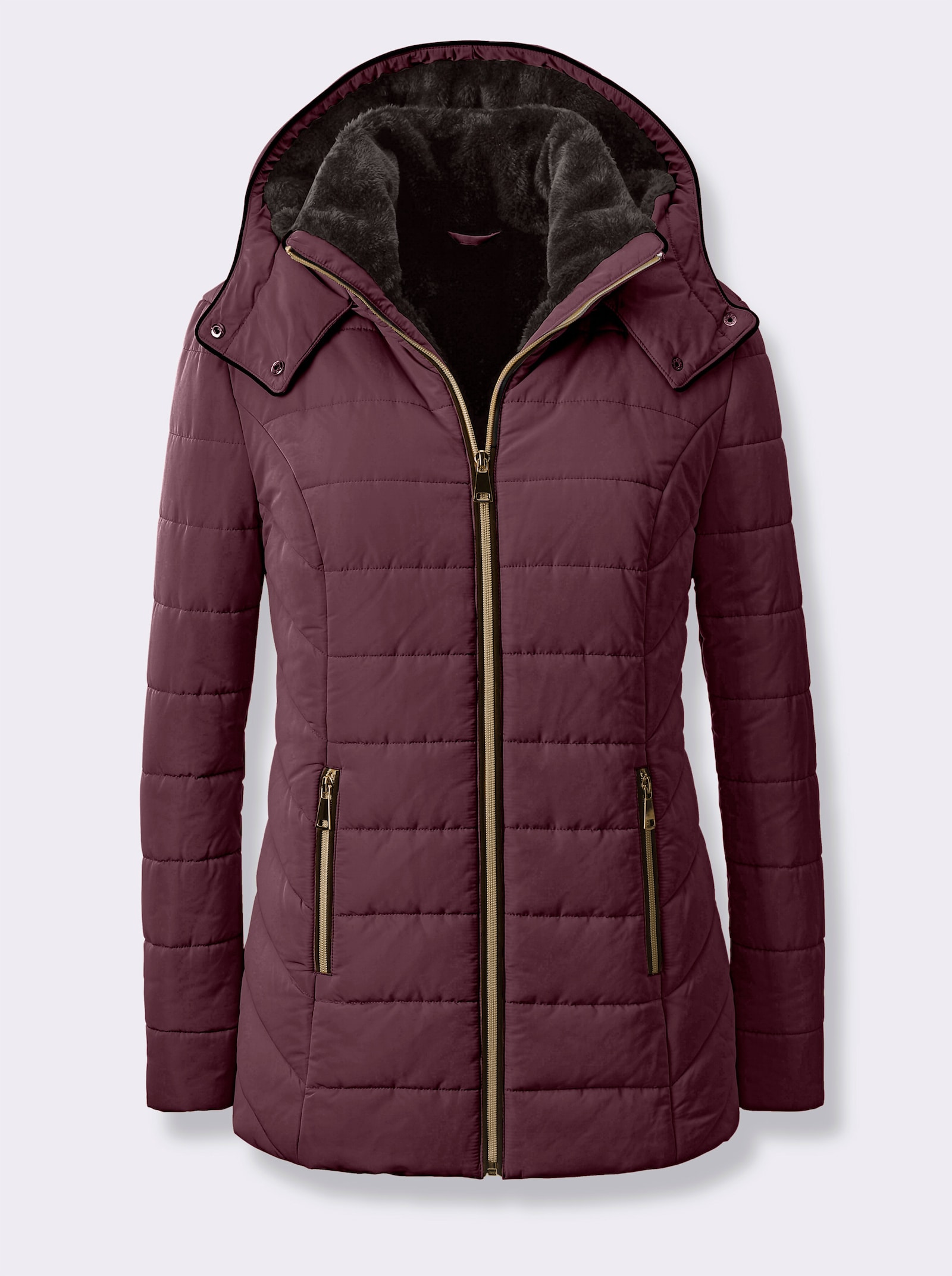 Steppjacke mit Teddy-Fleece innen - burgund