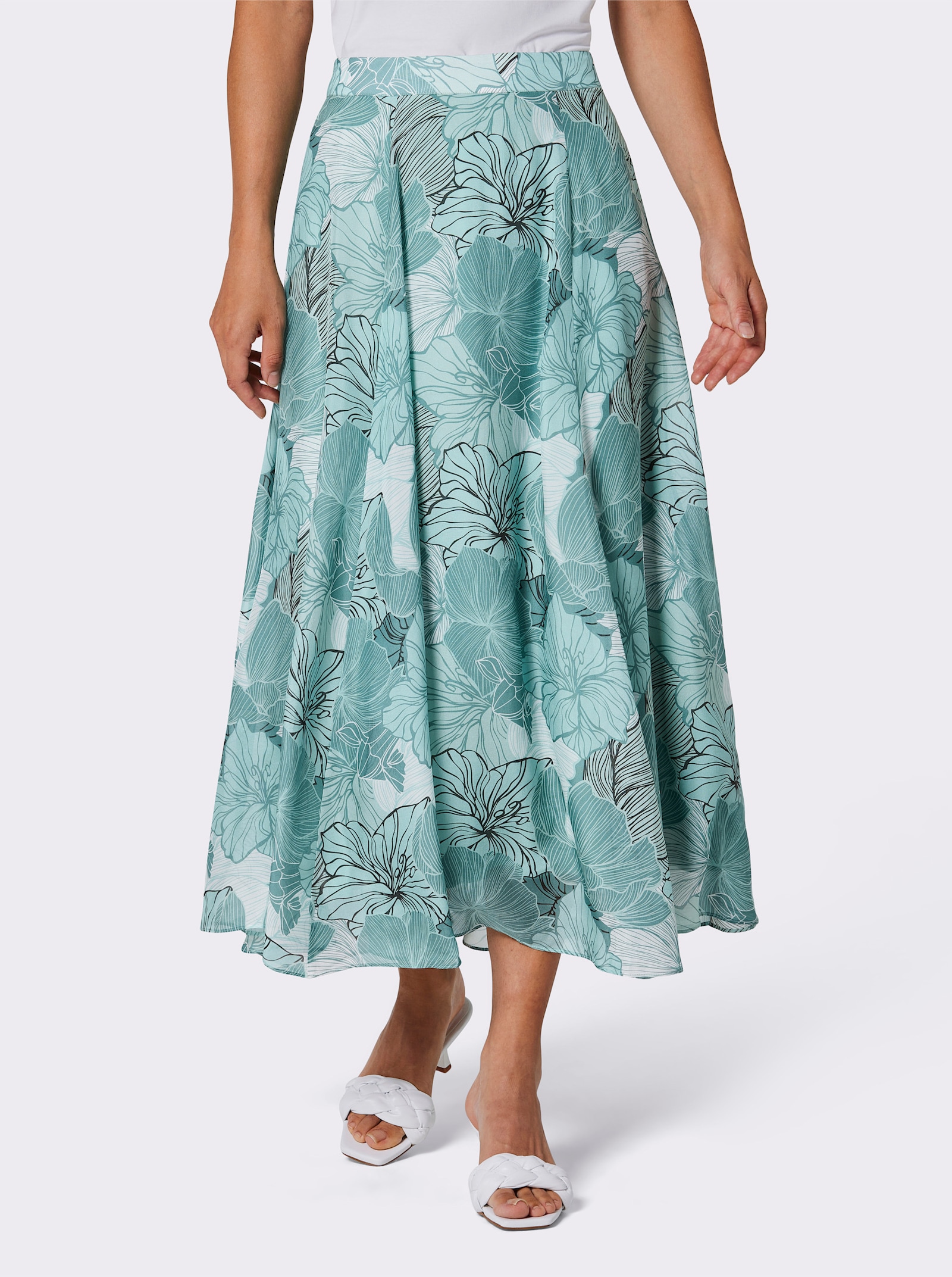 CREATION L PREMIUM Chiffonrock aus reiner Seide - kalkmint-mint-bedruckt