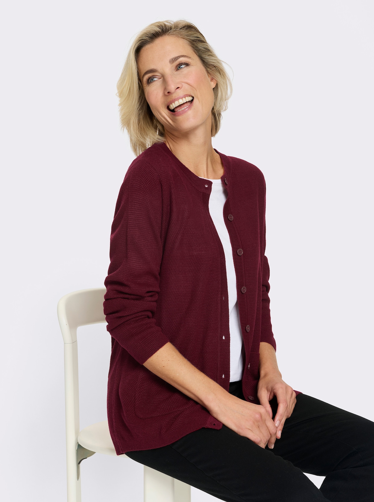 Vest met structuurpatroon - donkerrood