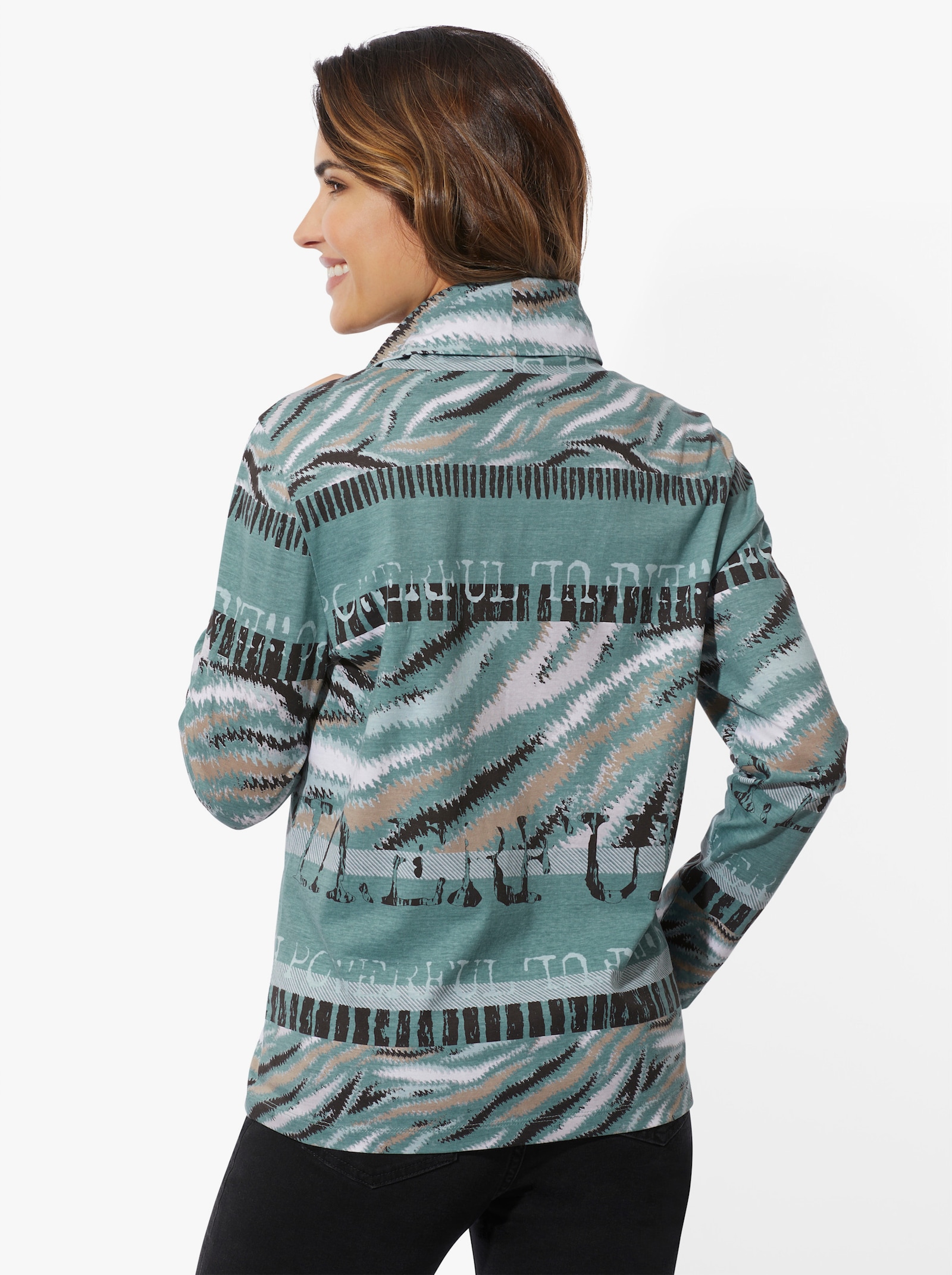 Shirt met rolkraag en dierenprint - jade/grafiet bedrukt