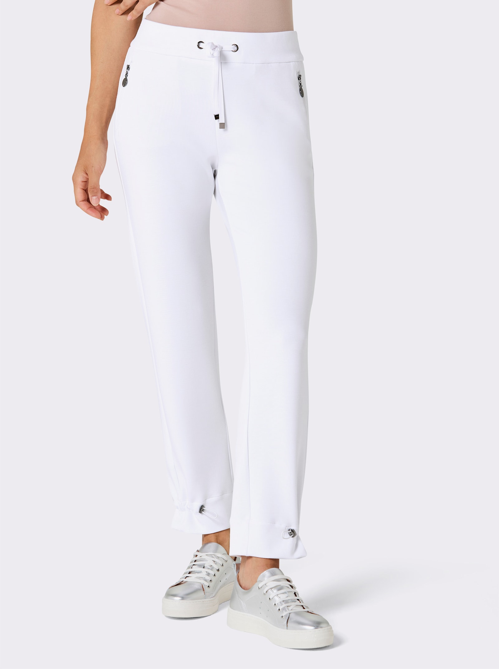 CREATION L PREMIUM Jogg Pants mit Ziertaschen - weiß