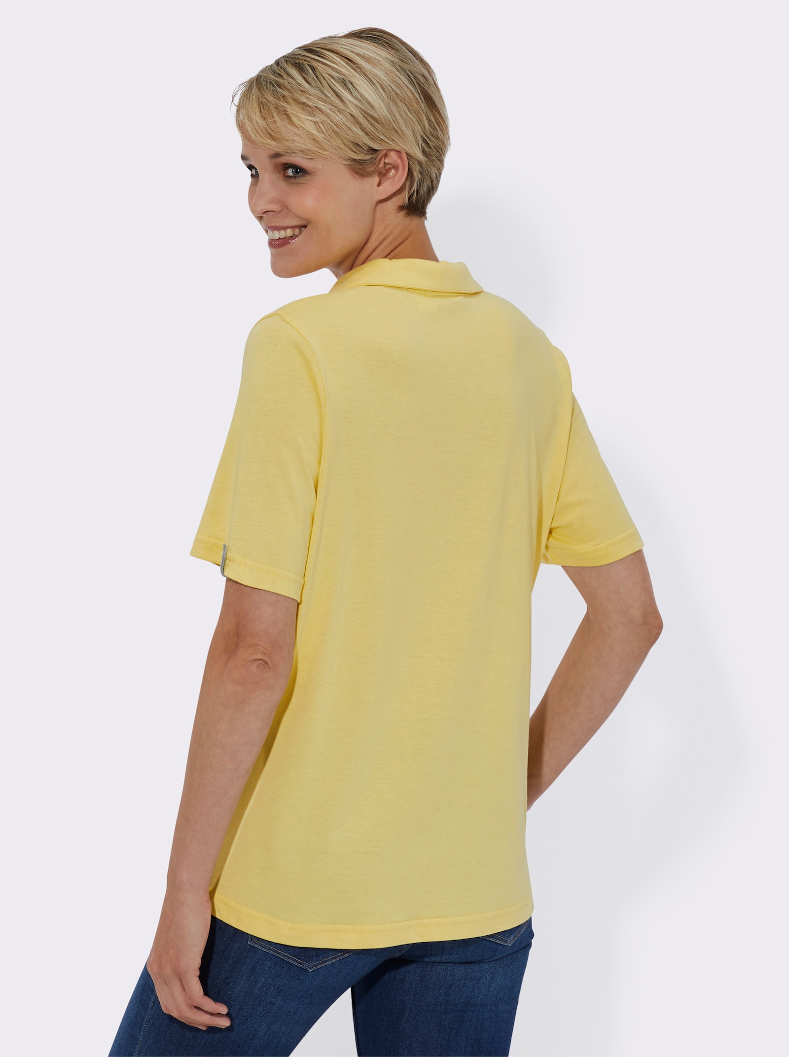 Poloshirt mit Zierriegel - zitrone