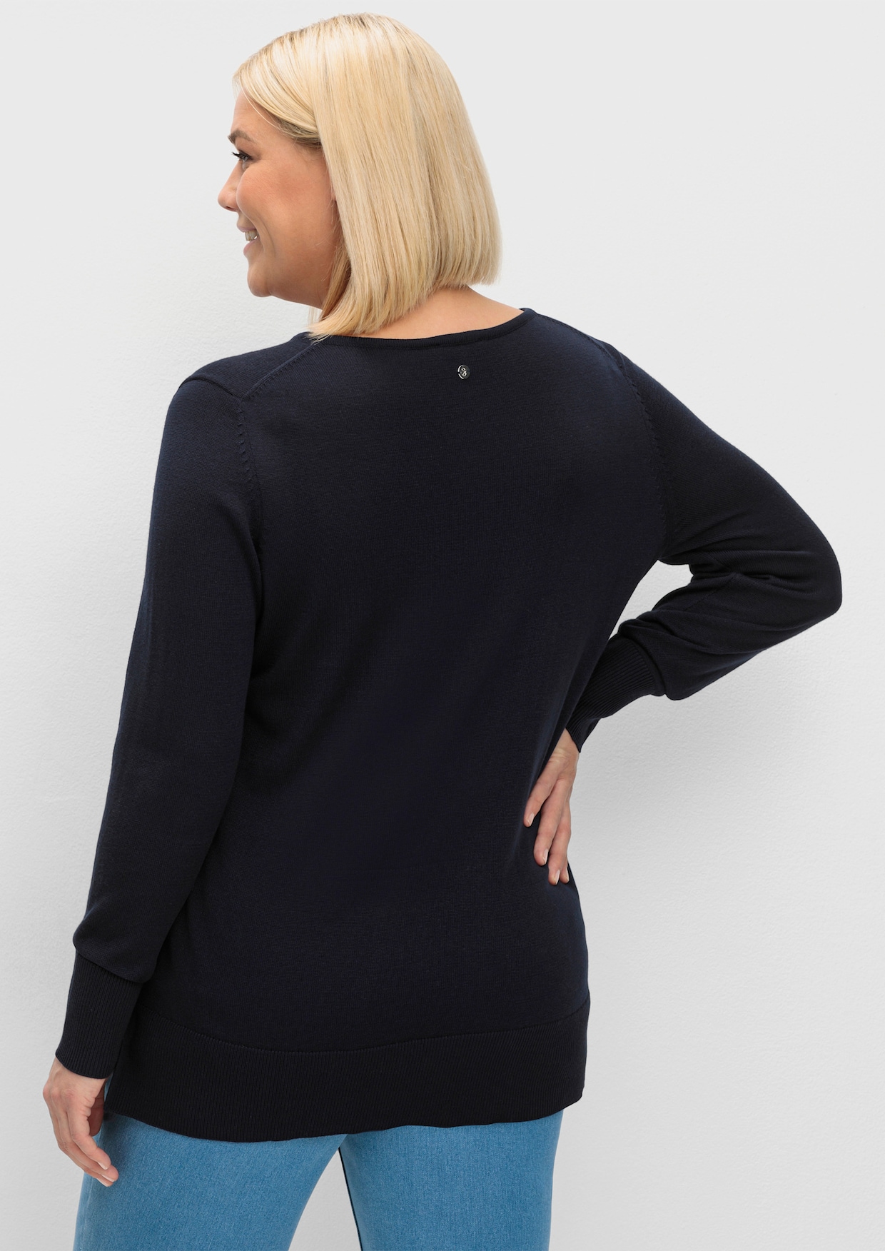 sheego Strickpullover - tiefblau