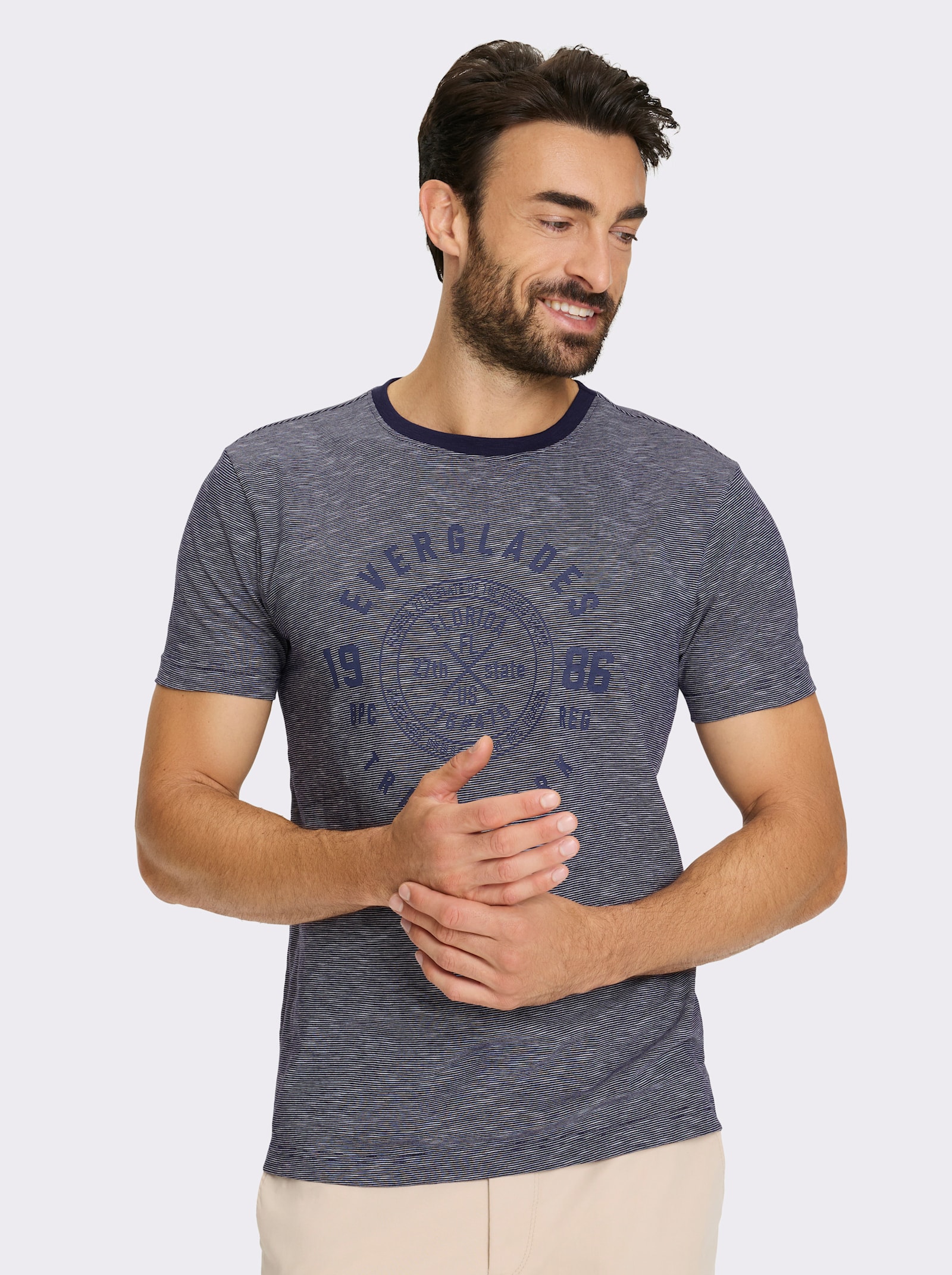 Catamaran T-Shirt mit Streifen, garngefärbt - marine-gestreift