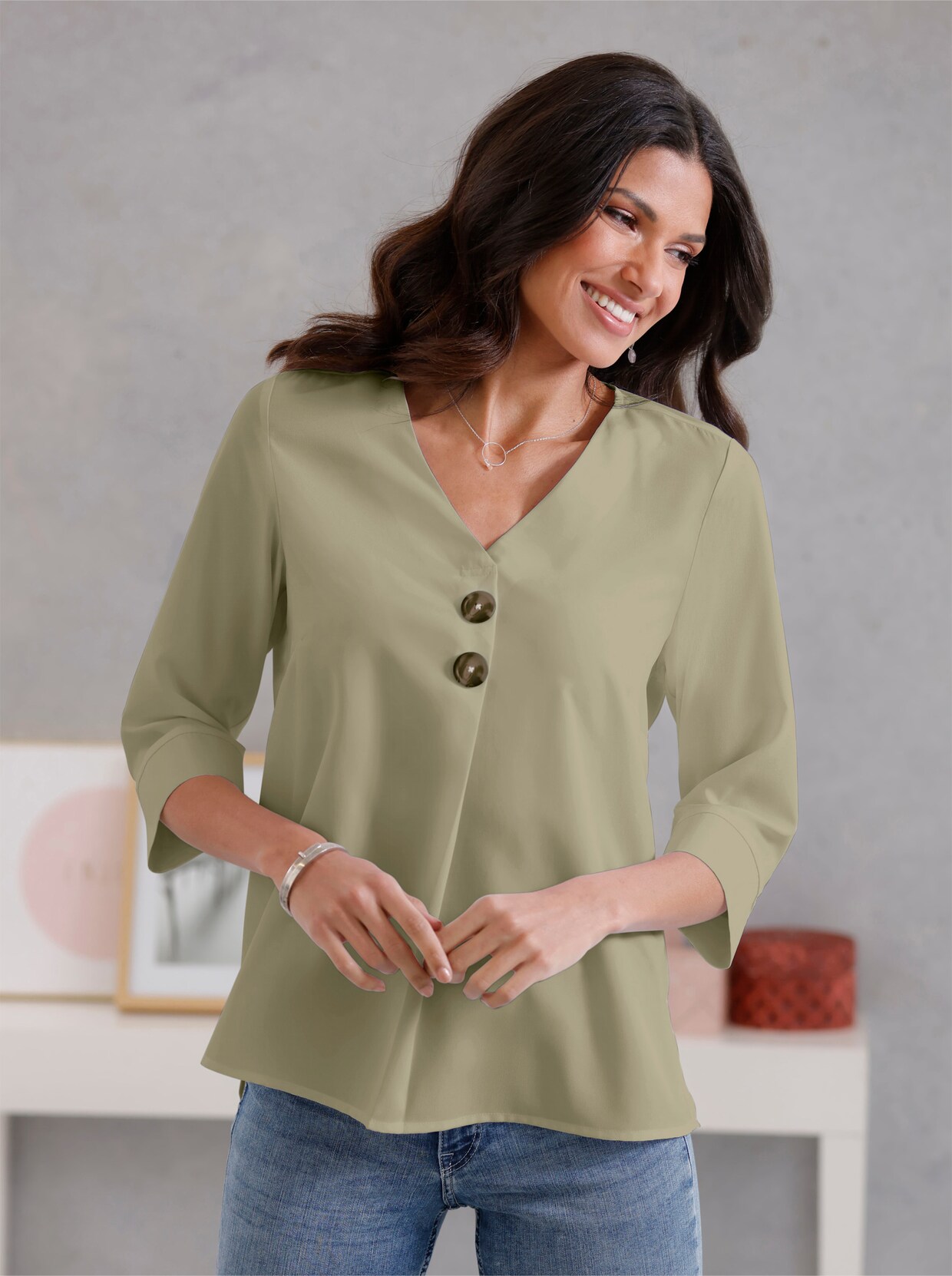 Schlupfbluse - khaki