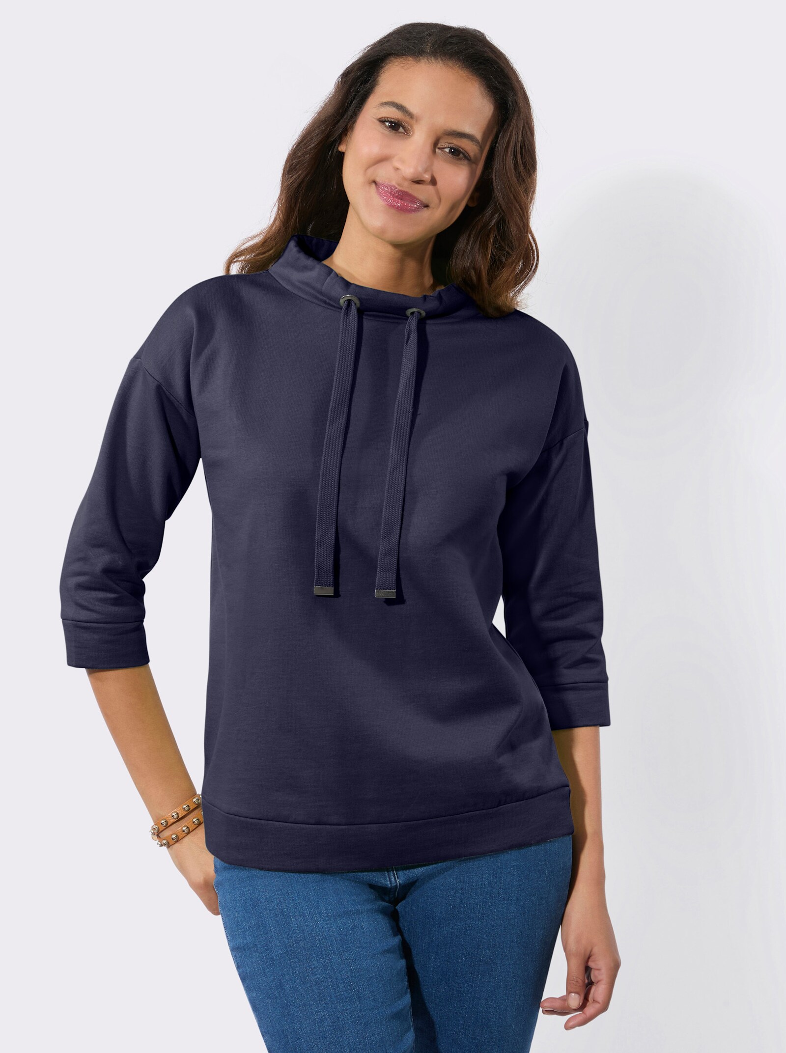 Sweatshirt mit überschnittenen Schultern - marine