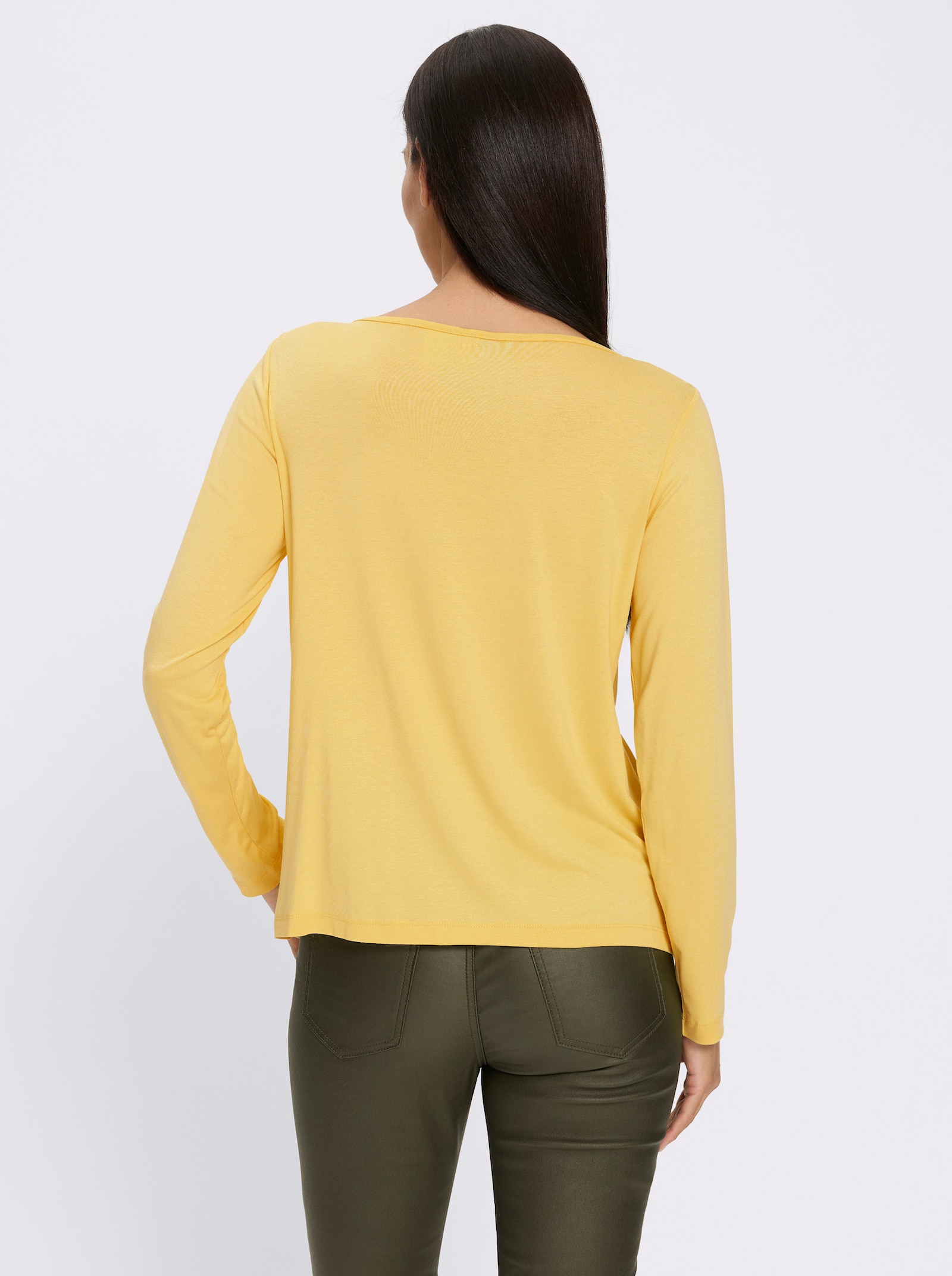 heine Langarmshirt mit Foliendruck - zitrone-anthrazit