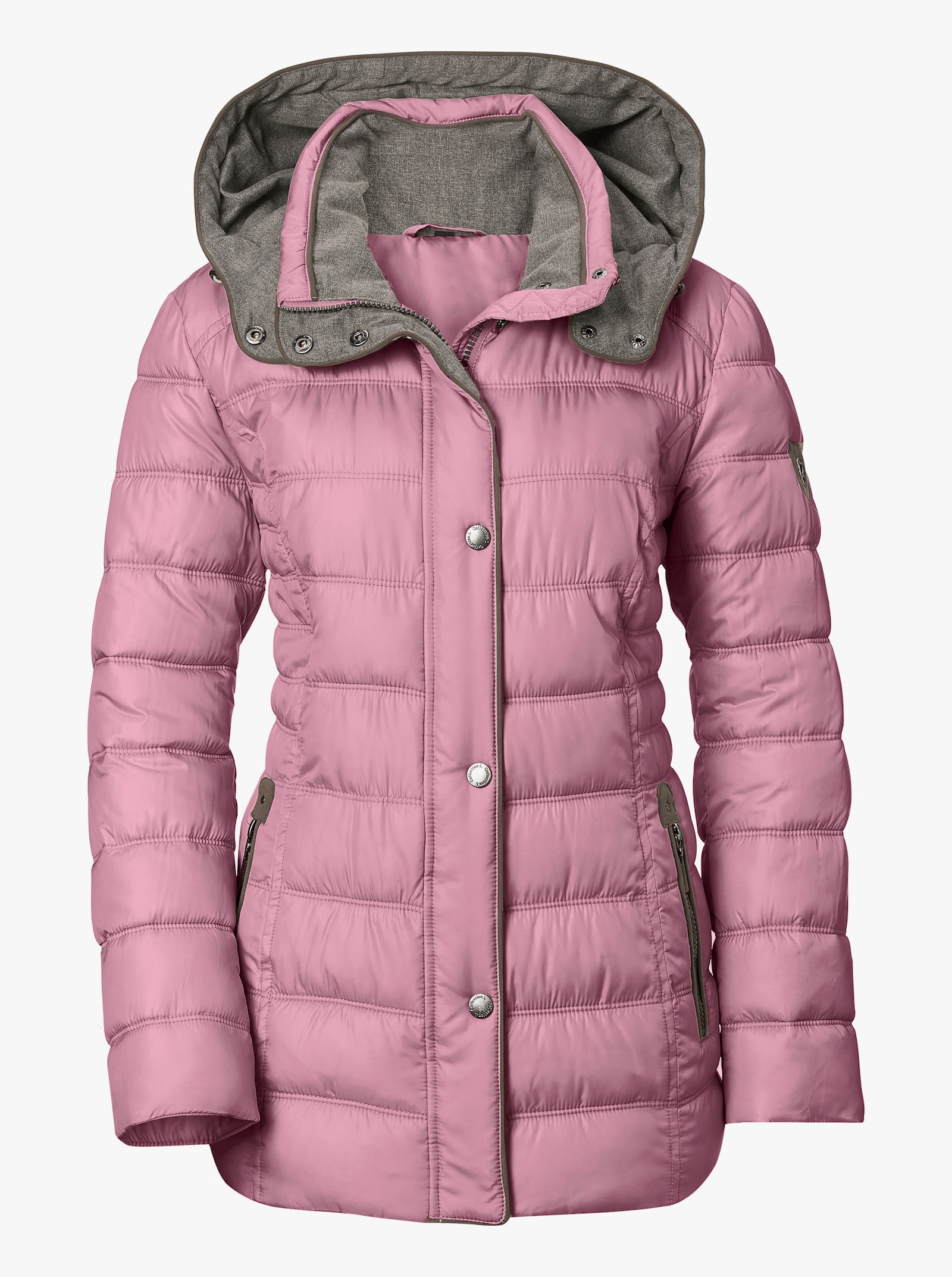 Gewatteerde jas met afneembare capuchon - mauve