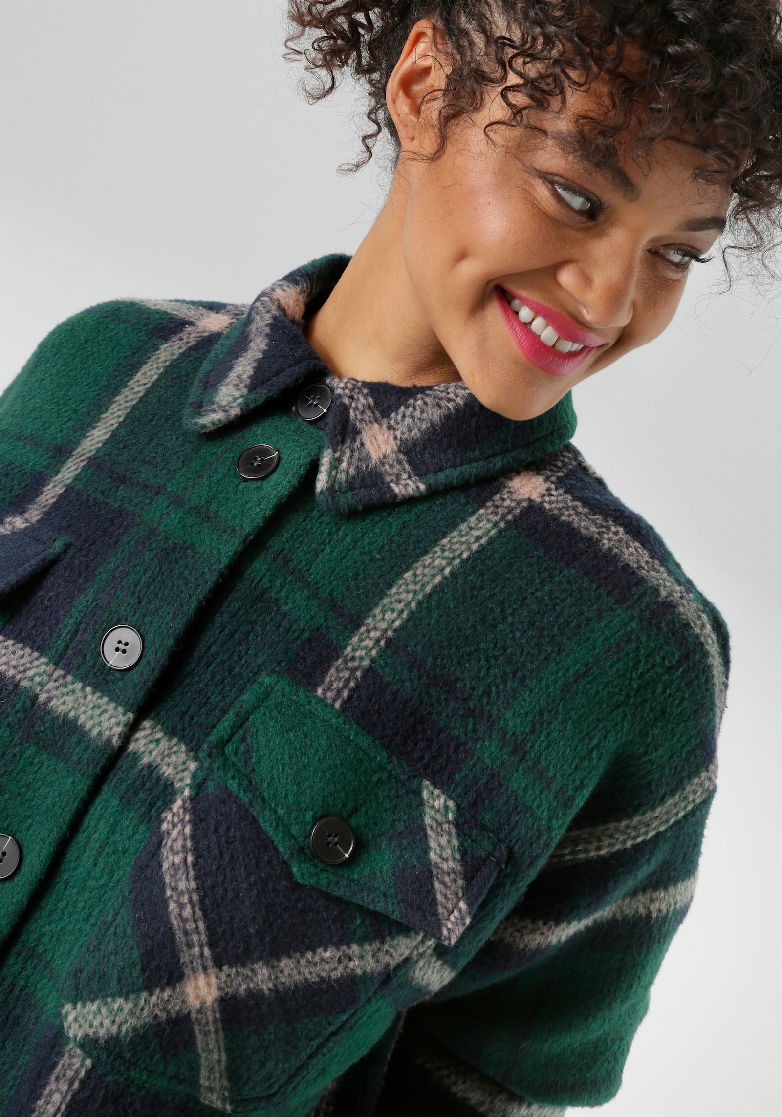 Aniston PLUS Langjacke - check grün-blau-beige