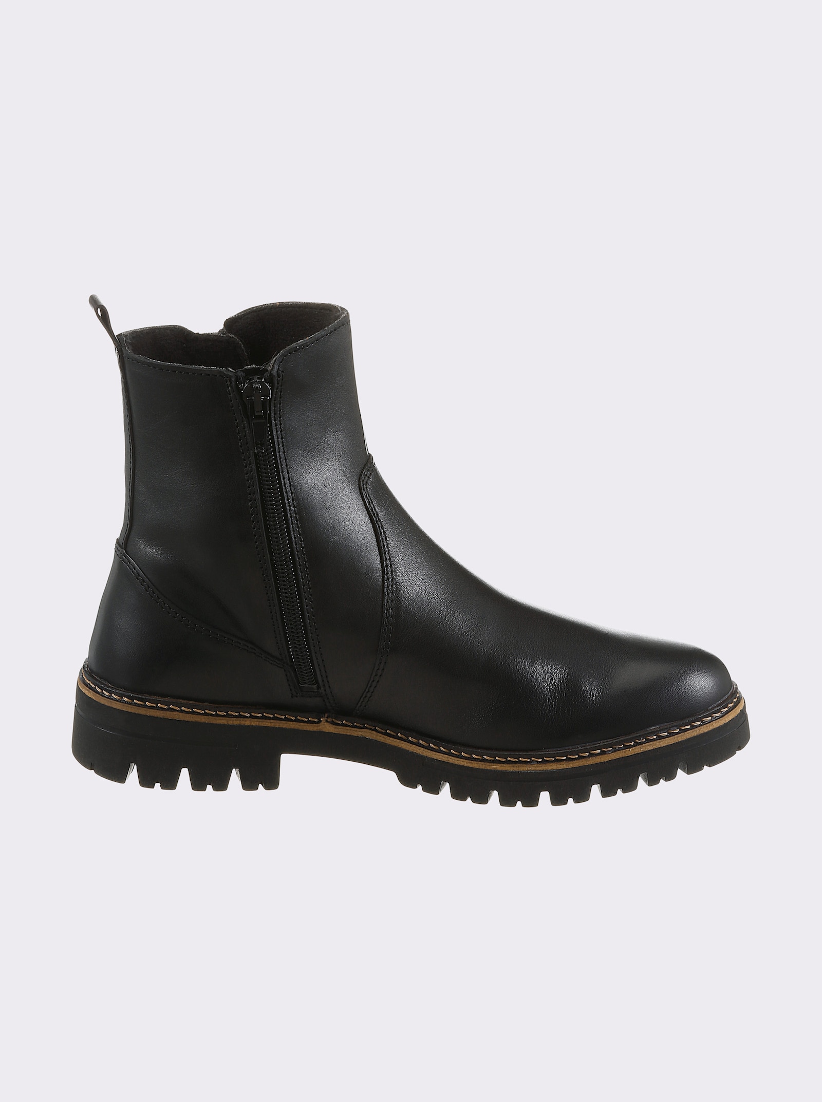 airsoft modern+ Stiefelette mit Wechselfußbett, Glattleder - schwarz