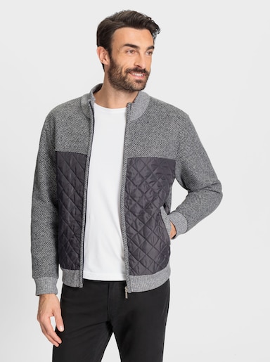 Marco Donati Strickjacke mit Fleece-Futter - anthrazit-meliert
