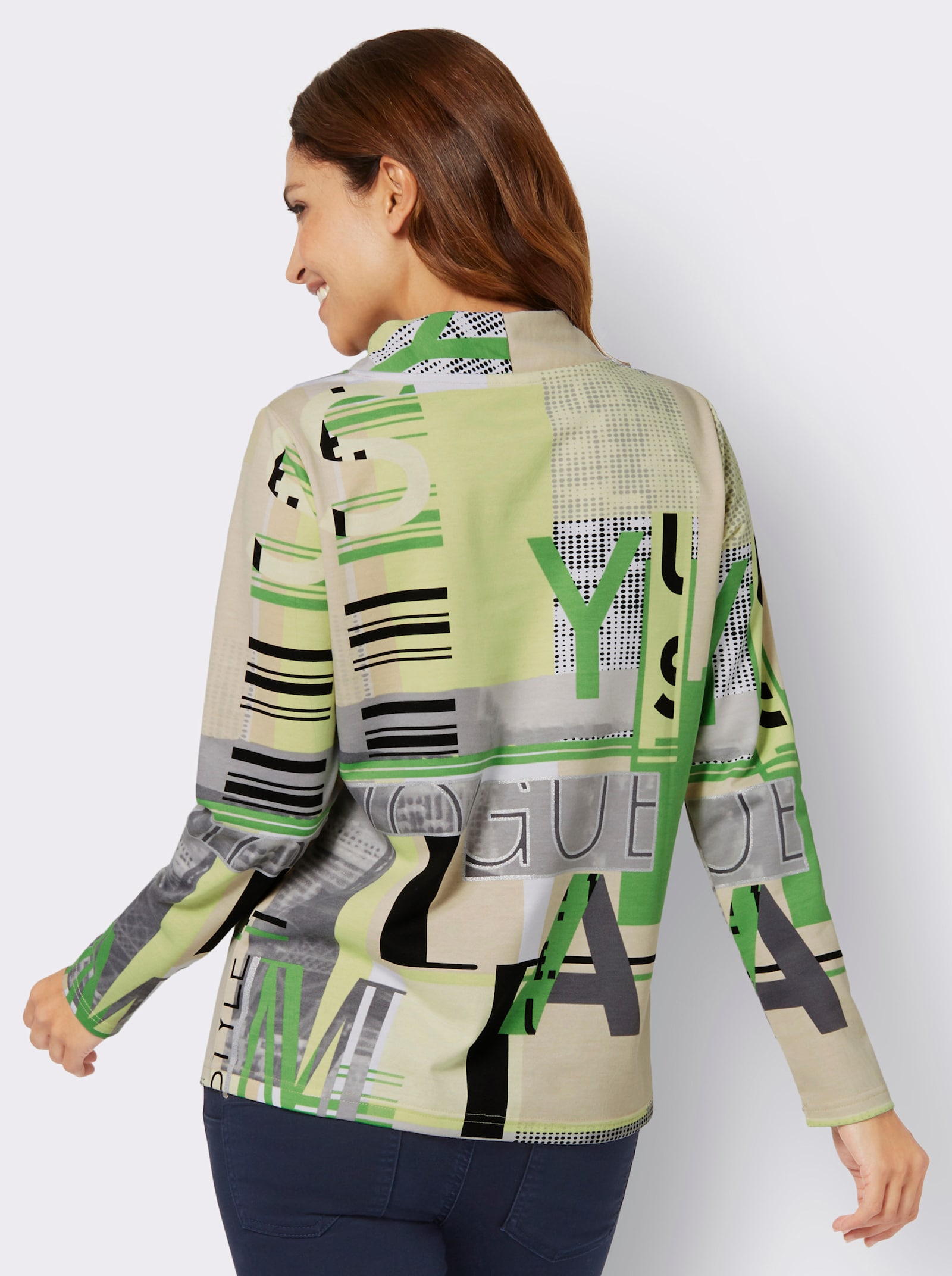 Sweatshirt mit Buchstaben-Print - apfel-ecru