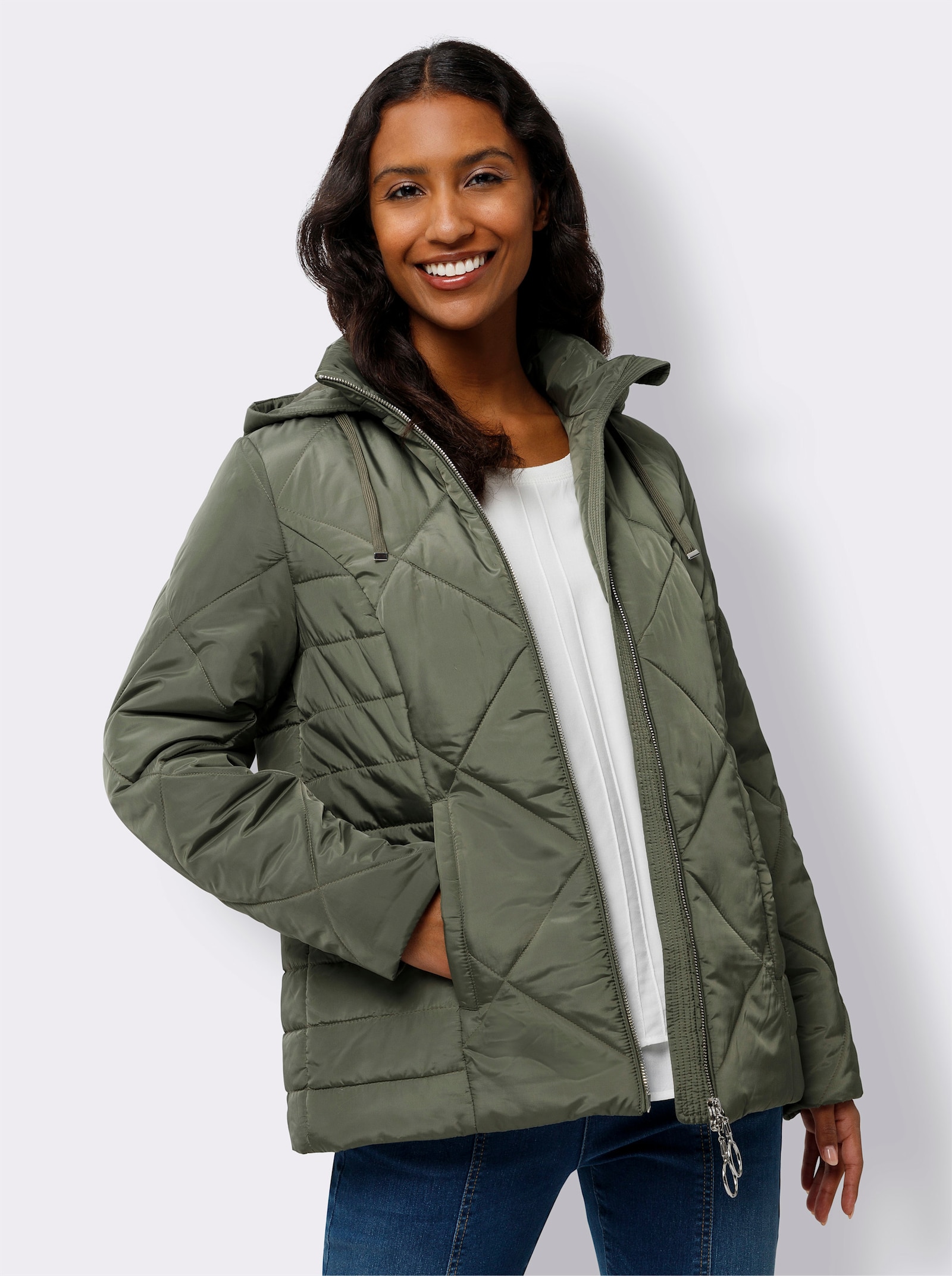 heine Steppjacke mit abnehmbarer Kapuze - khaki