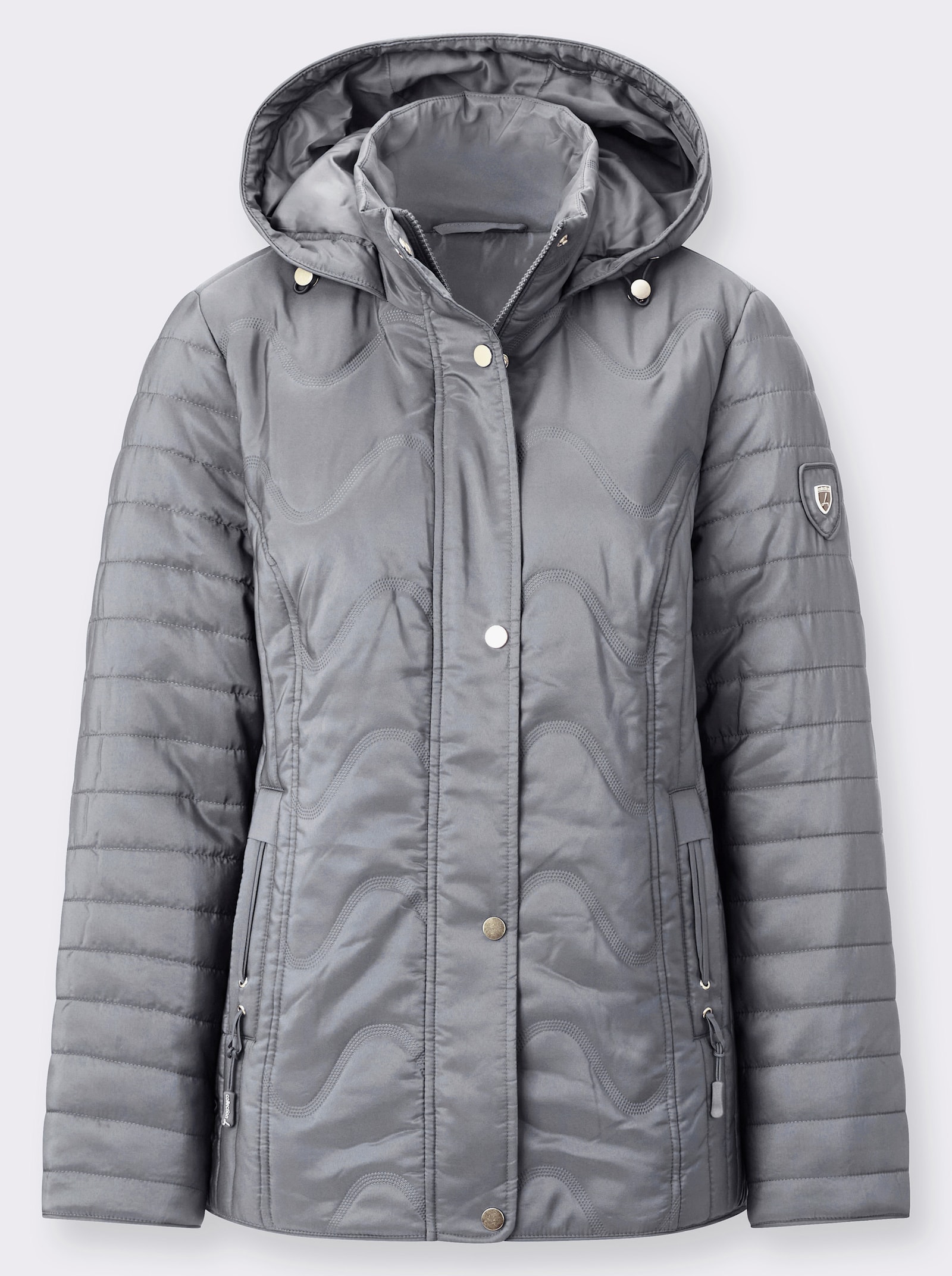 Steppjacke mit Windstopper - steingrau