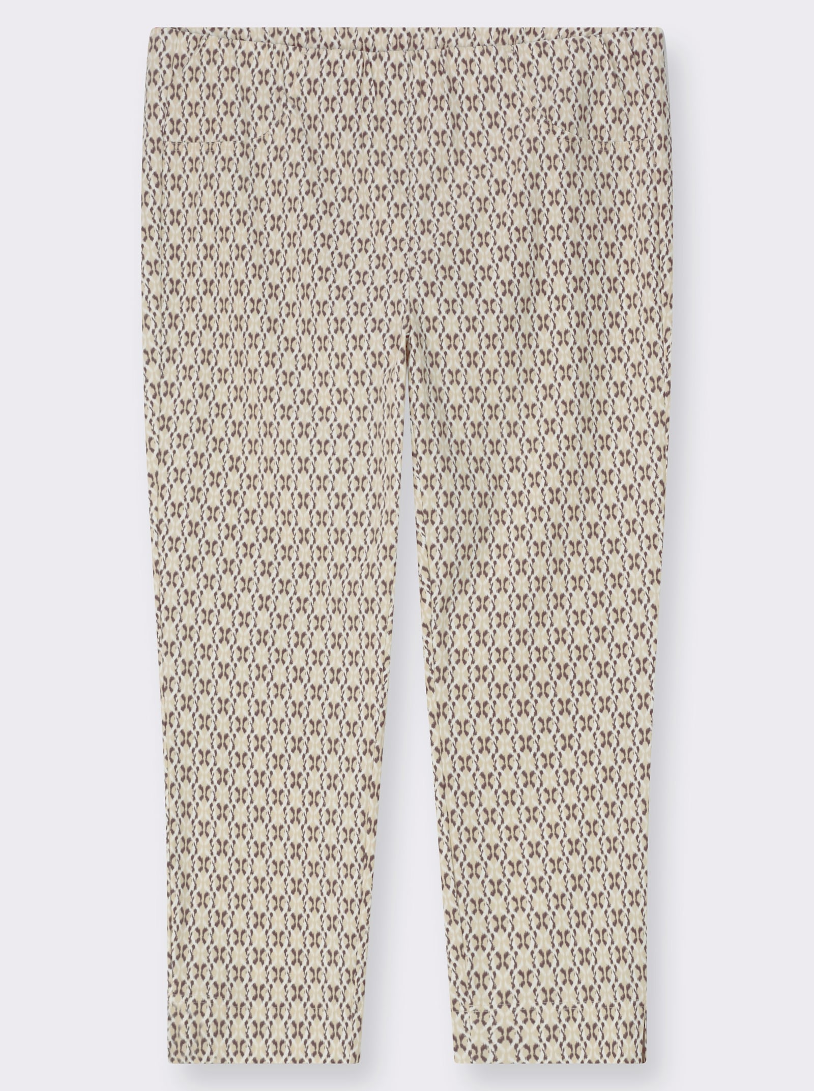  Bengalinhose mit Schlitzen am Bein - sand-dunkeltaupe-bedruckt