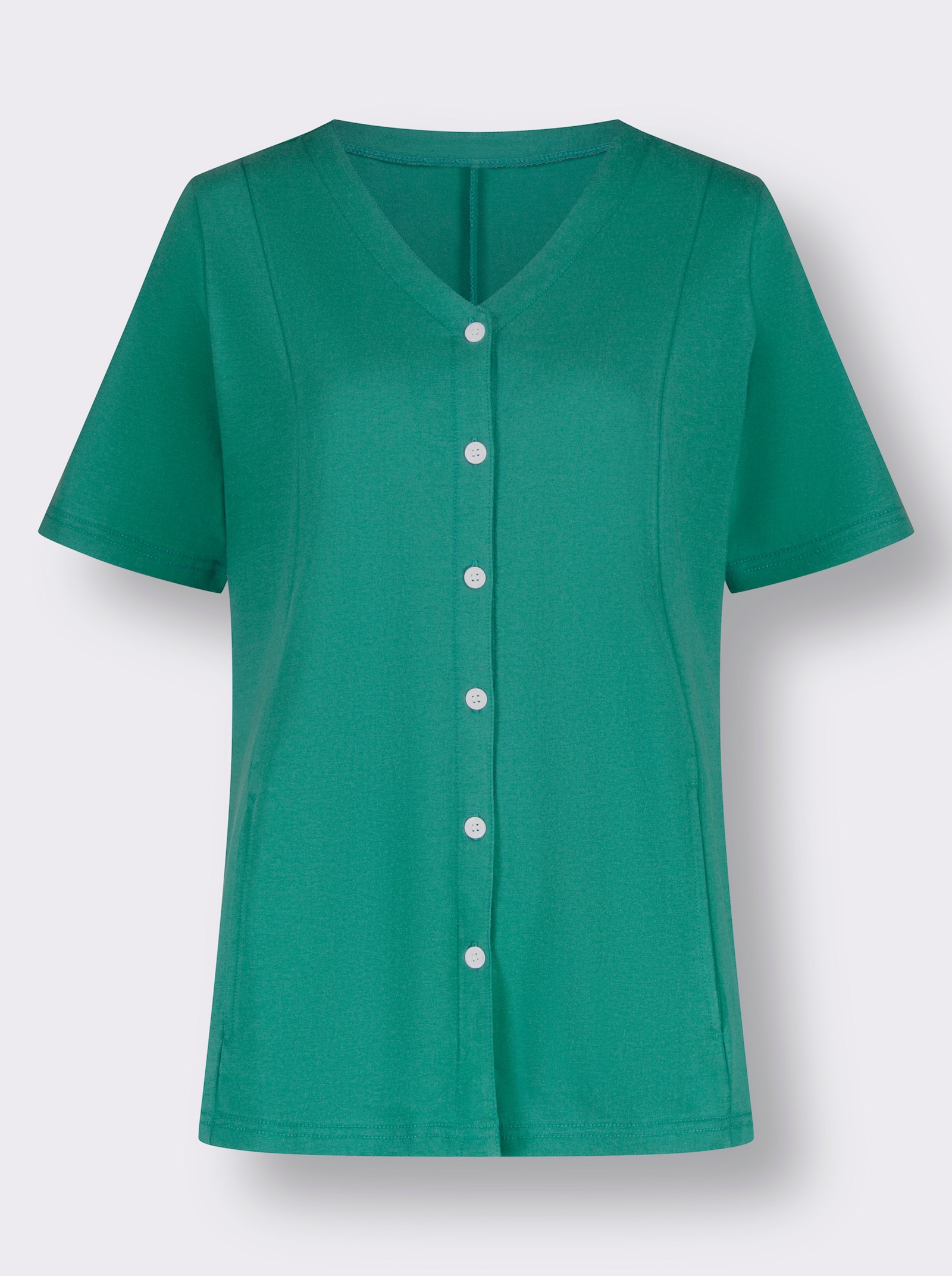 Shirtjacke in A-Form - smaragd