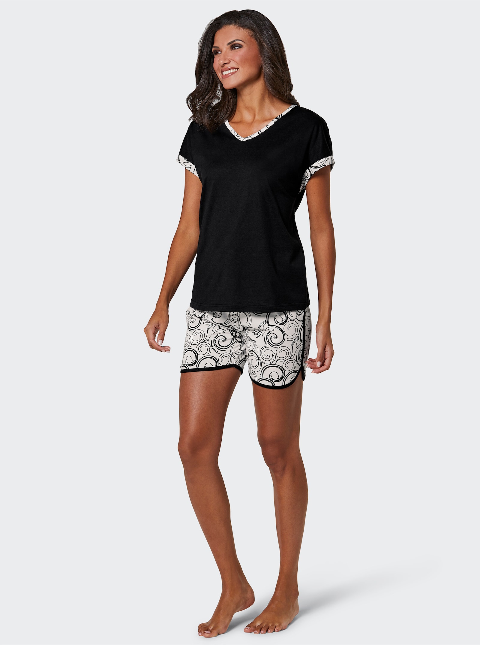 wäschepur Shortys mit Allover-Druck - schwarz-bedruckt + weiß-bedruckt