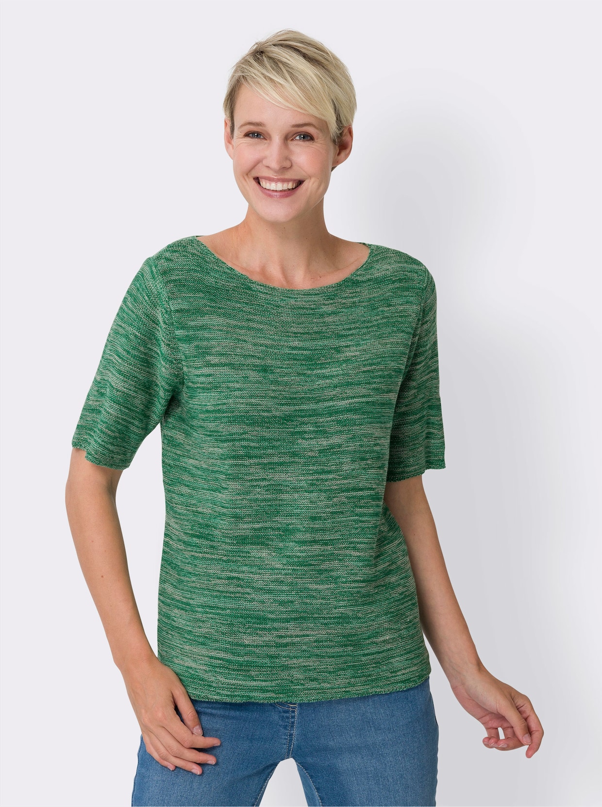 Pullover met korte mouwen - groen/blauwgroen gemêleerd
