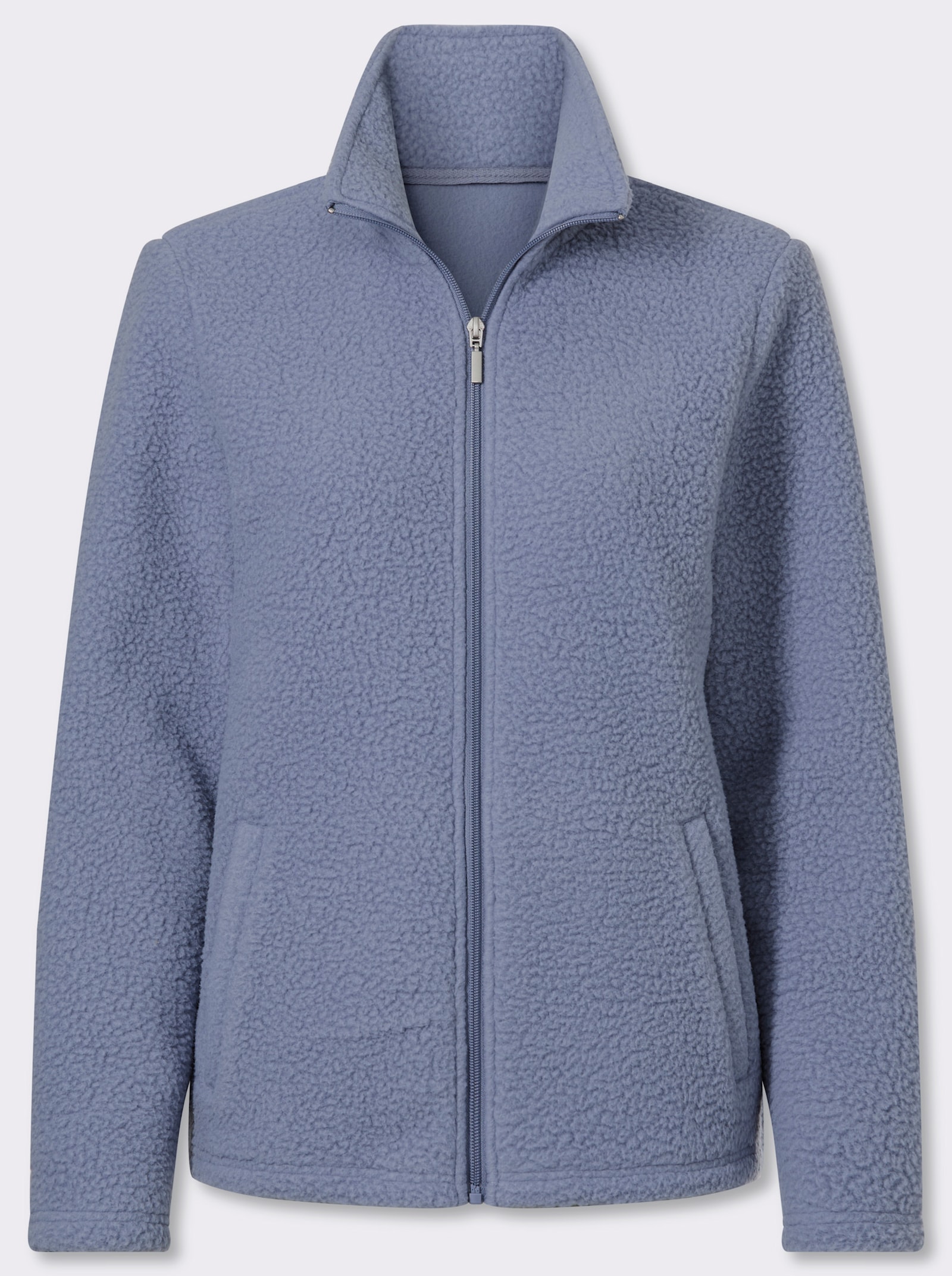 Fleecejacke mit Stehkragen - taubenblau
