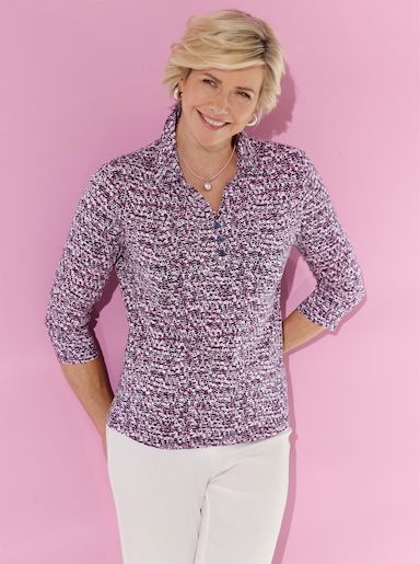Poloshirt - marine-magenta-bedruckt