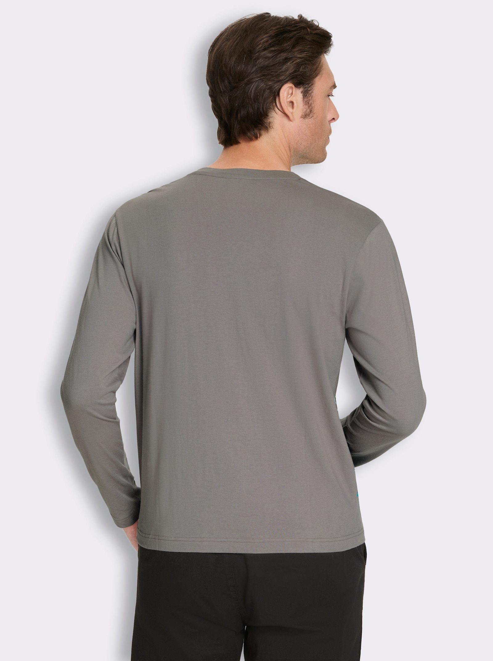 Langarmshirt mit Prints - grau-bedruckt