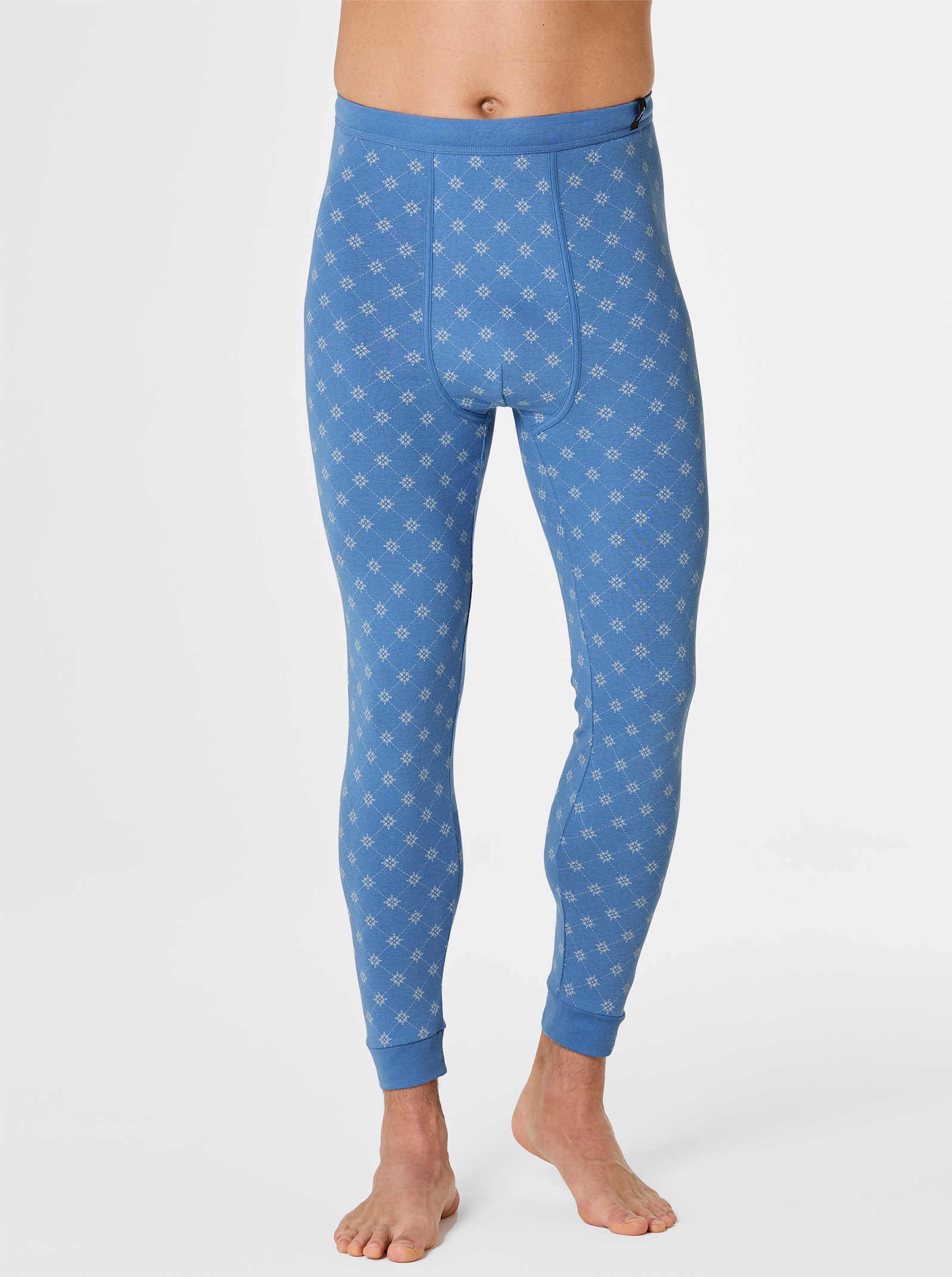 wäschepur men Hose lang - mittelblau + mittelblau-bedruckt