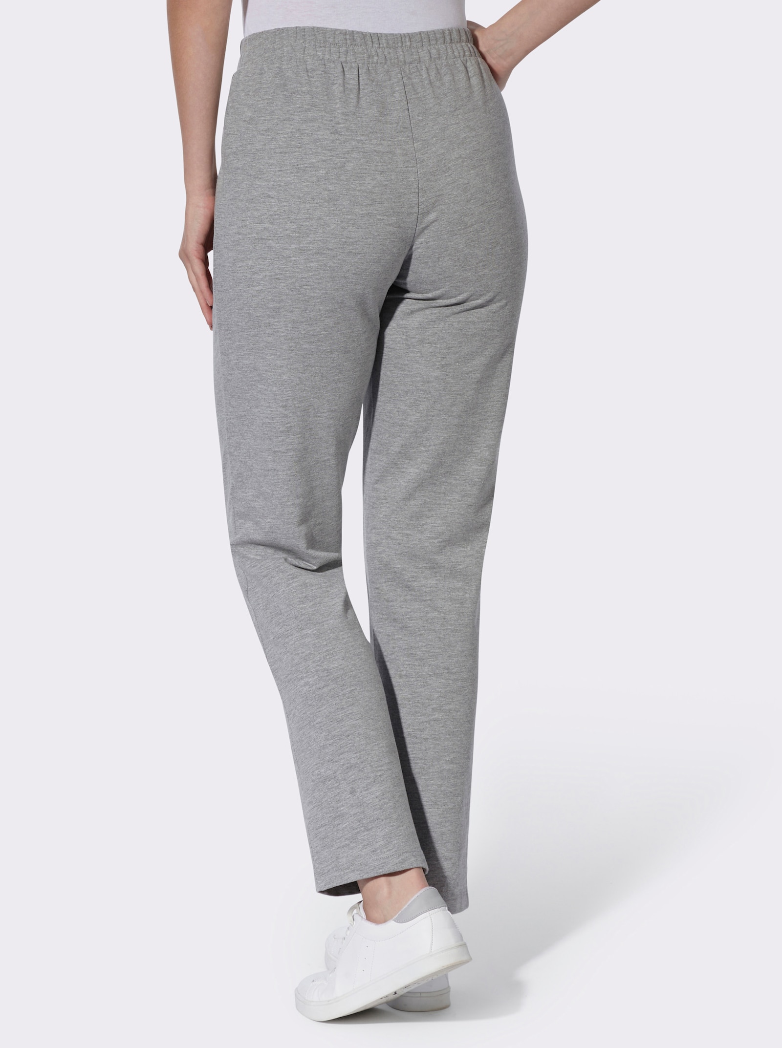 Freizeithose mit Reißverschluss-Taschen - grau-meliert