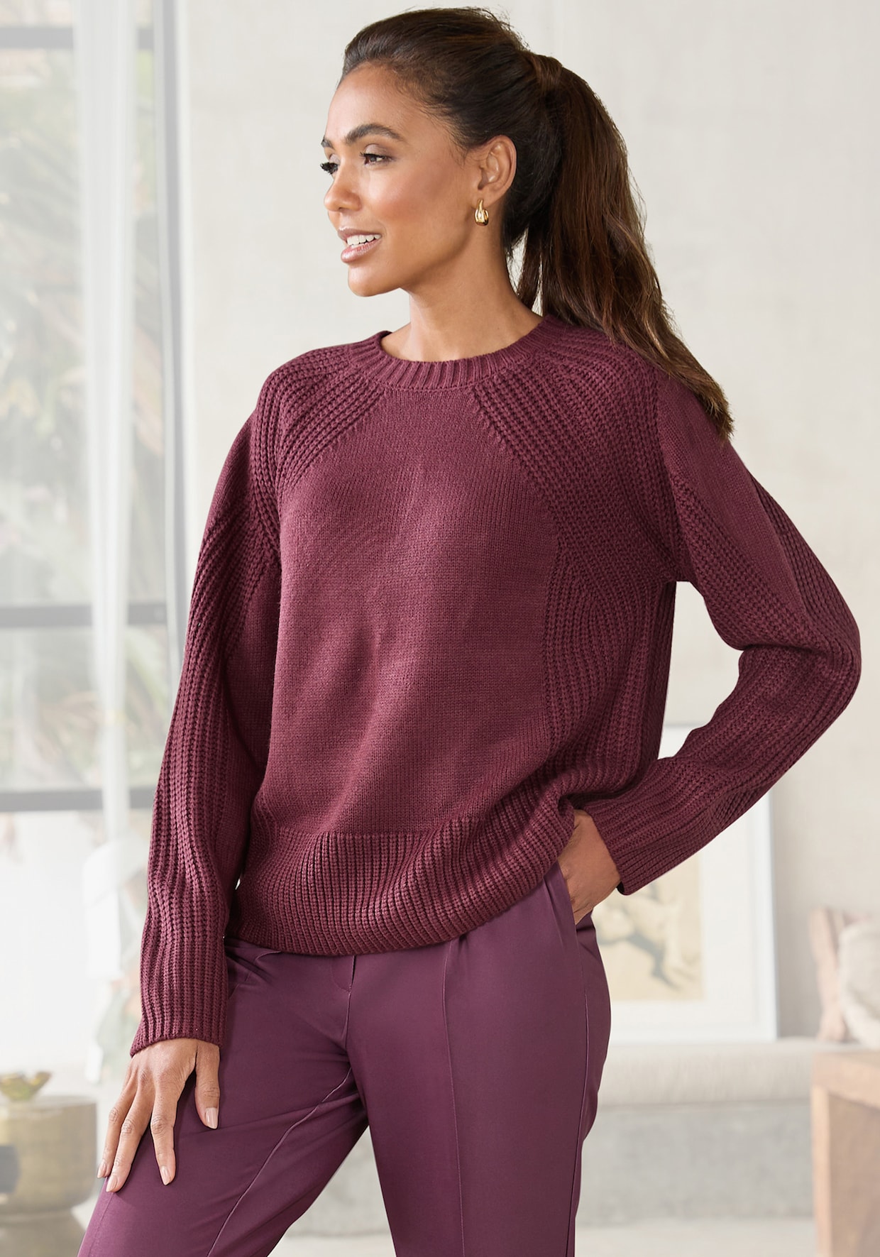 LASCANA Strickpullover - burgunder