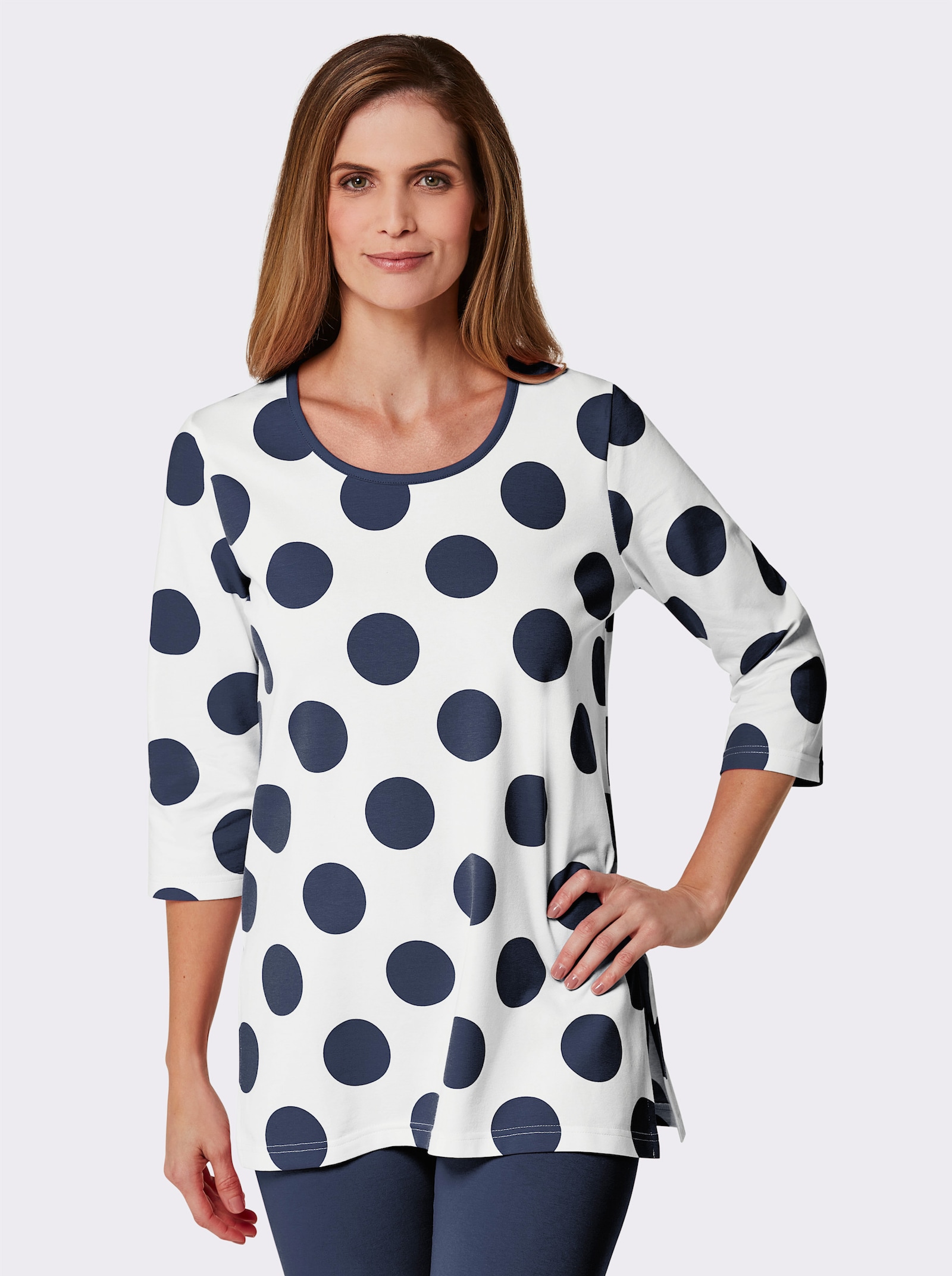 feel good T-shirt long - écru-marine