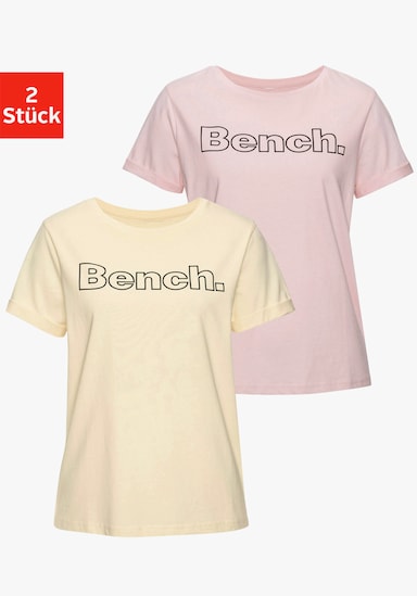 Bench. Loungewear T-Shirt - 1x vanille, 1x rosa