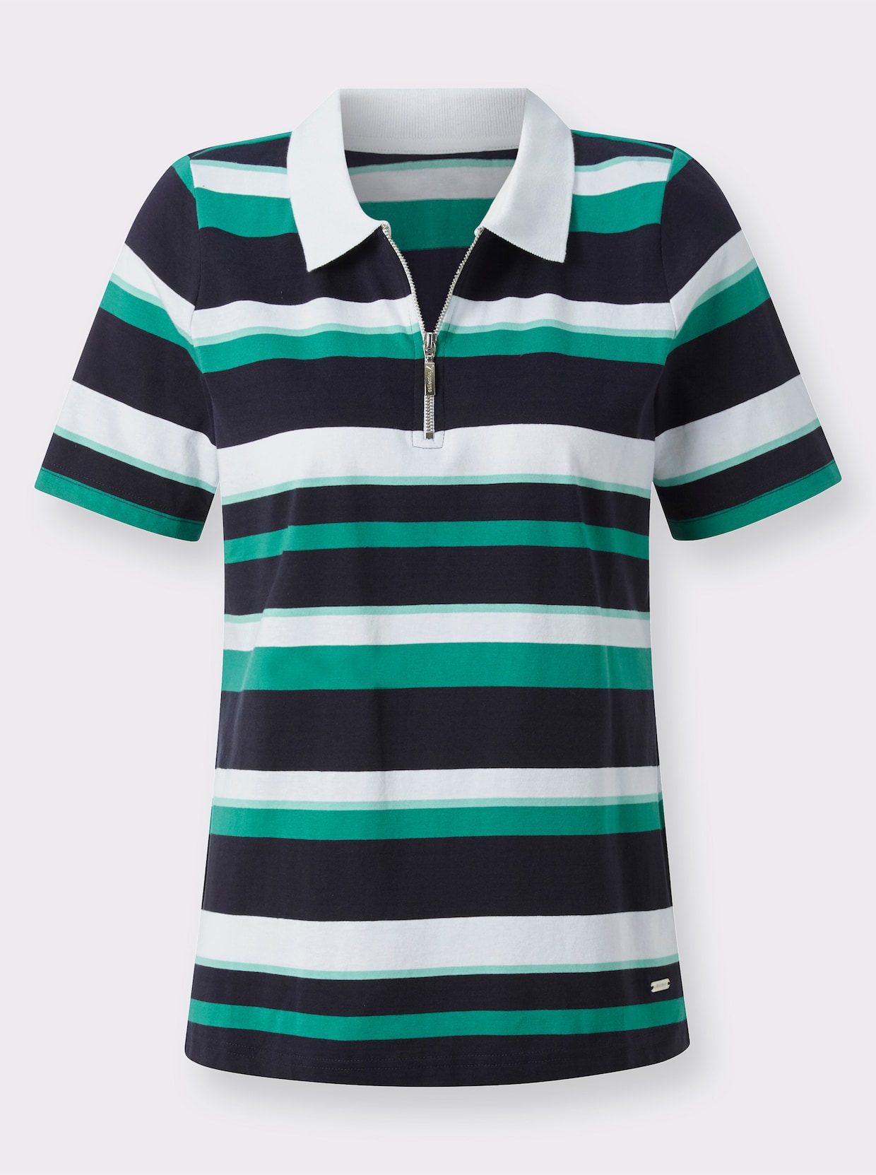 Poloshirt - marine-smaragd-geringelt