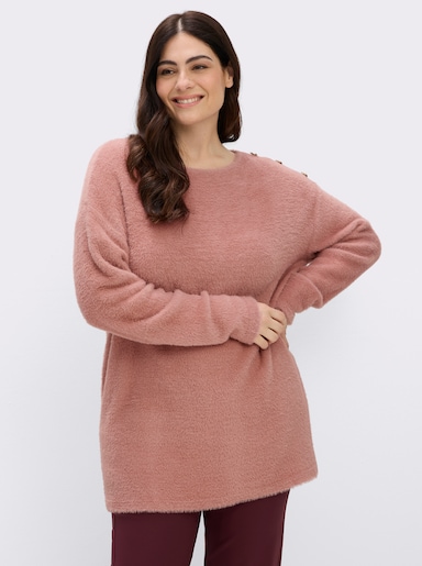 sheego Feinstrickpullover mit U-Boot-Ausschnitt - rosenholz