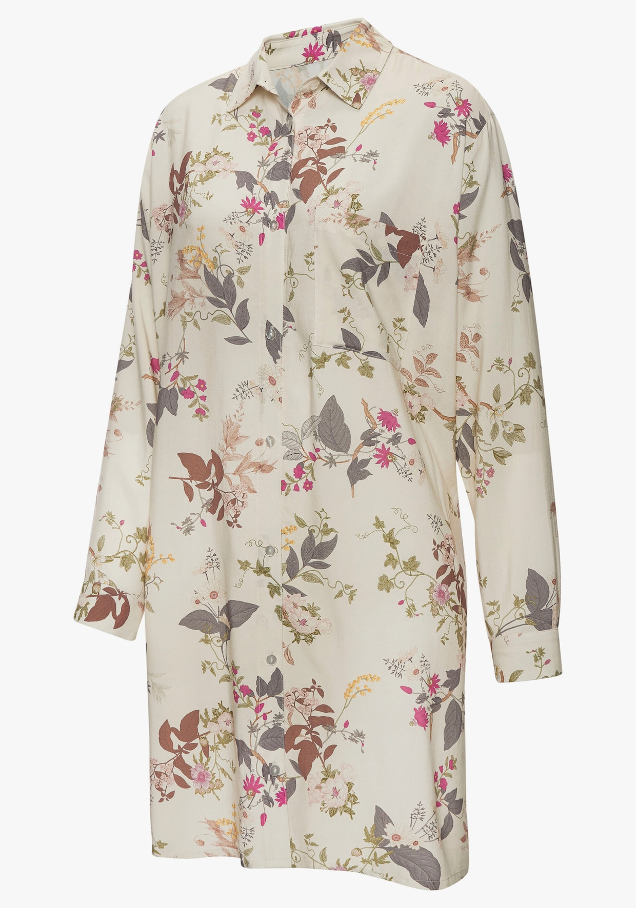 LASCANA Chemise de nuit - écru à fleurs