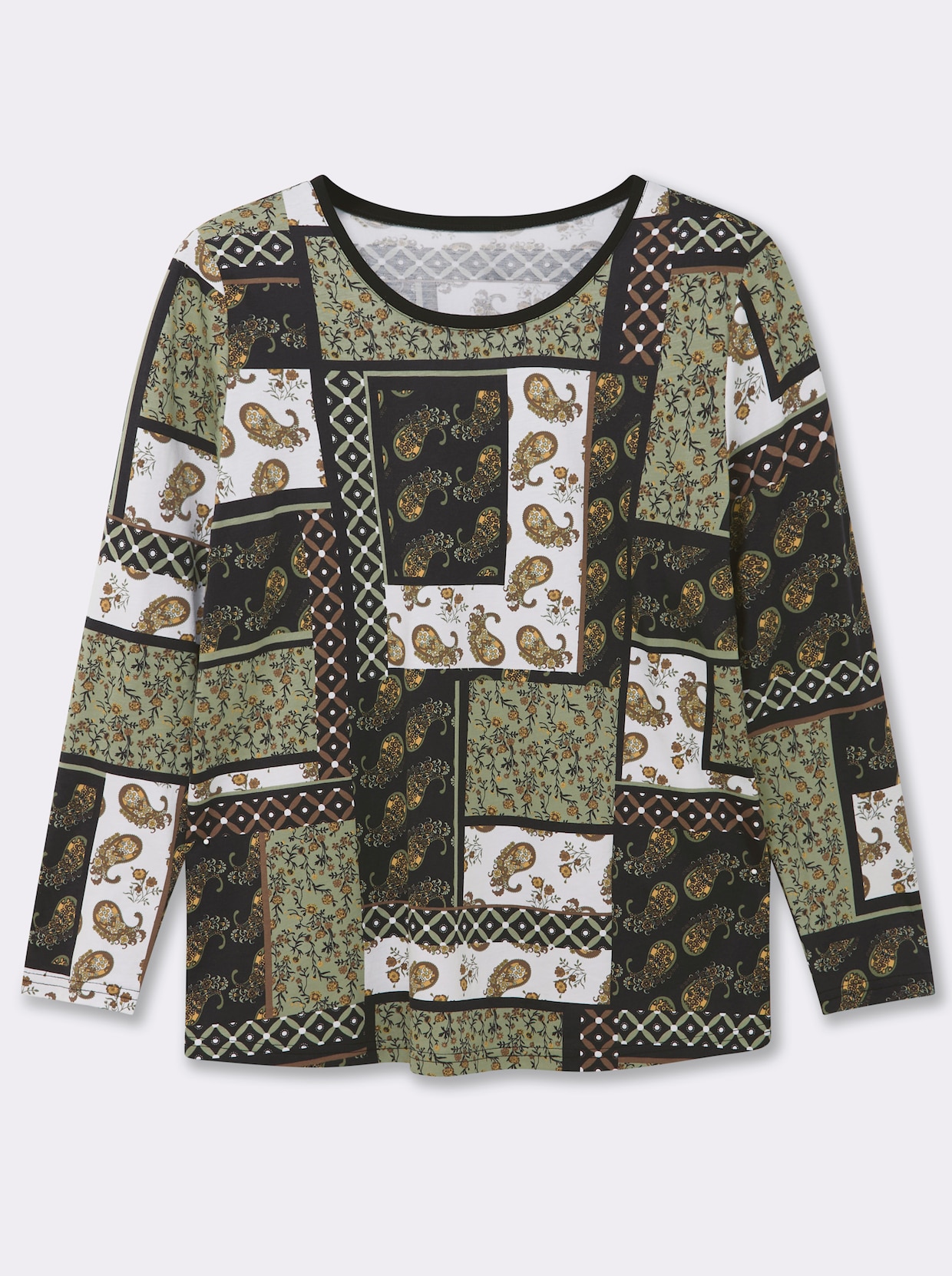 Langarmshirt - oliv-bedruckt