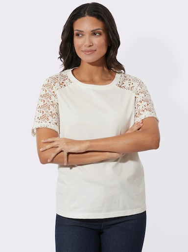Spitzenshirt aus Baumwolle - ecru