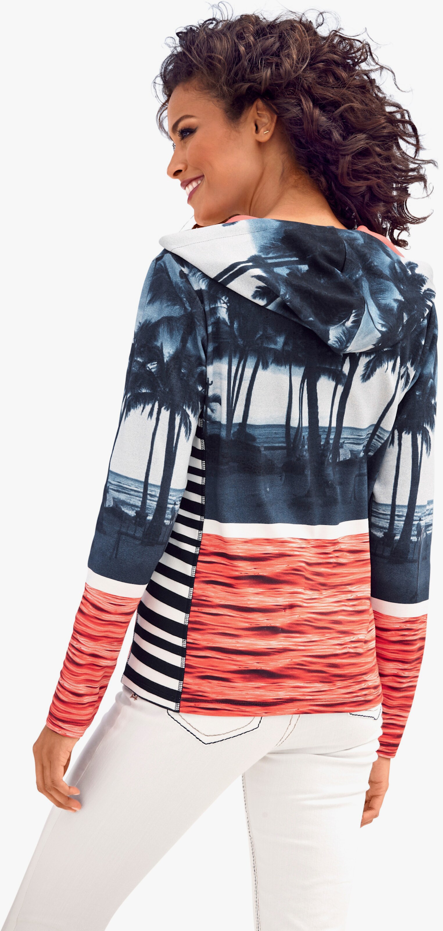 heine Shirtjacke mit Fotoprint - koralle