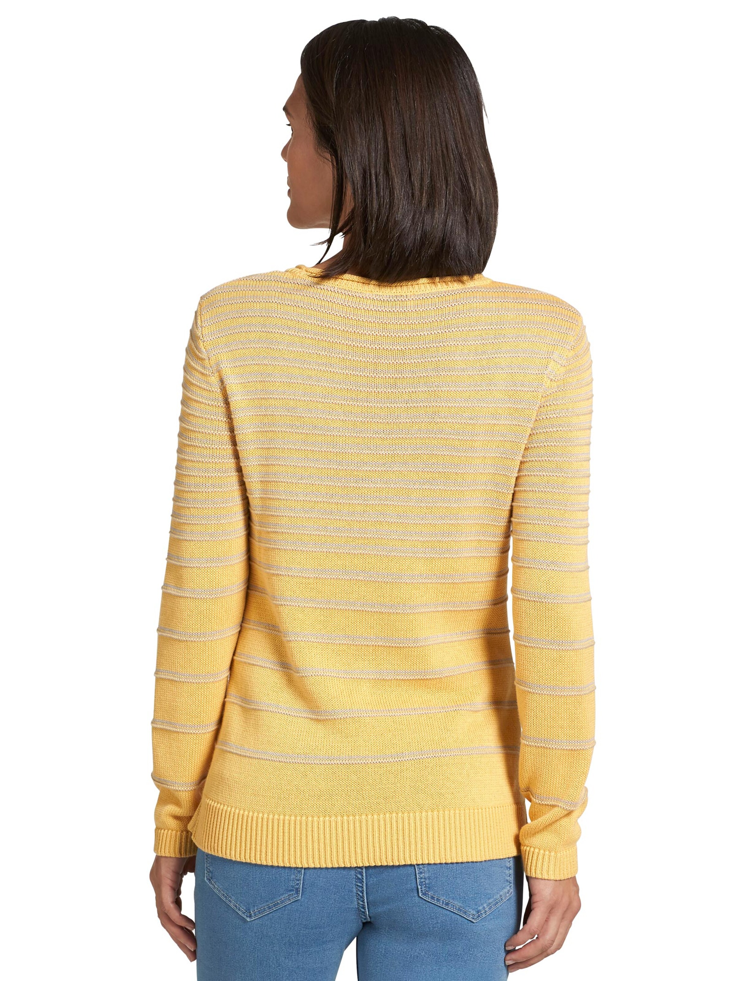 Collection L Pullover - gelb-grau-geringelt