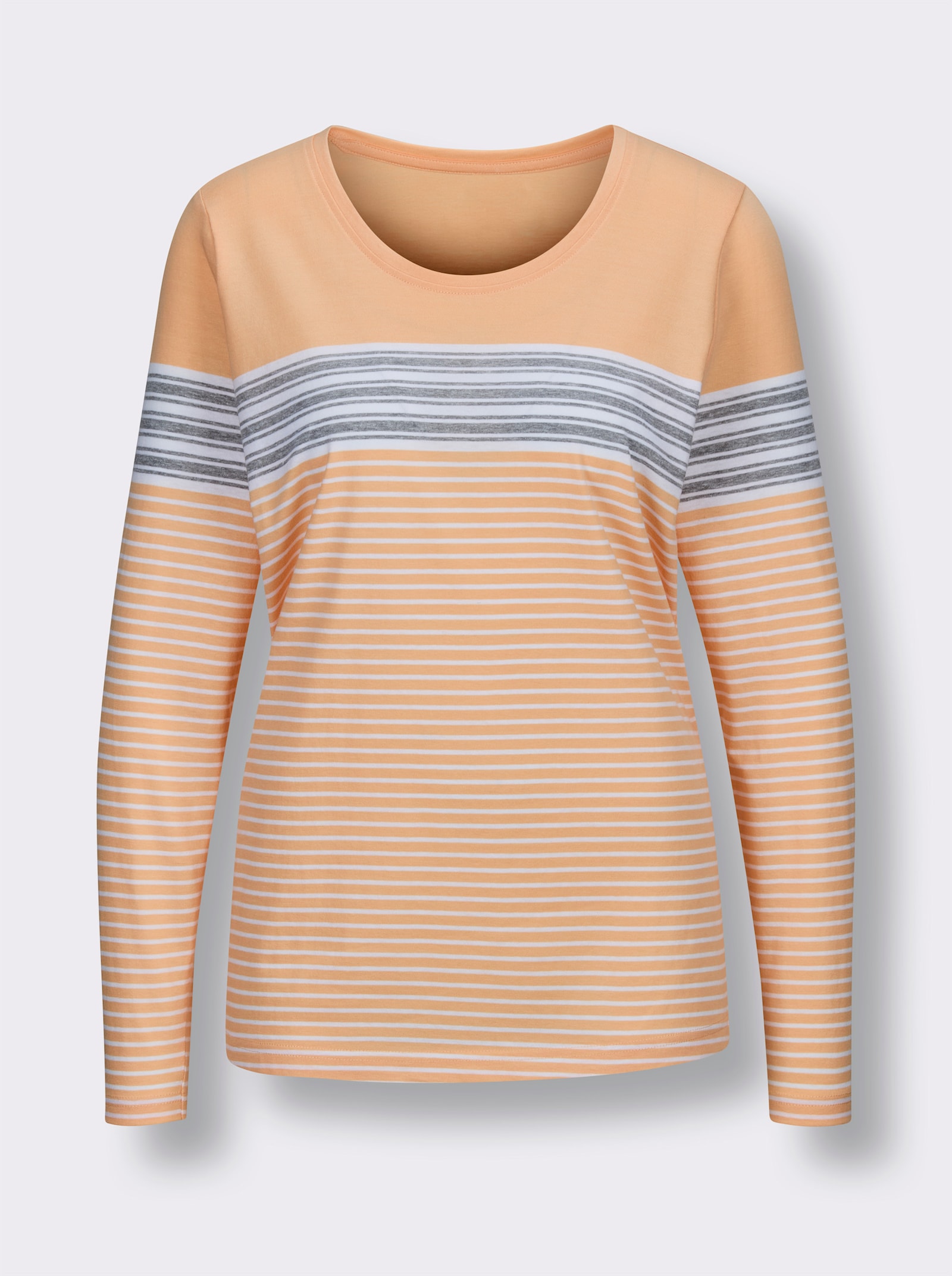 wäschepur Schlafshirt mit Ringelmuster - apricot-weiß-geringelt